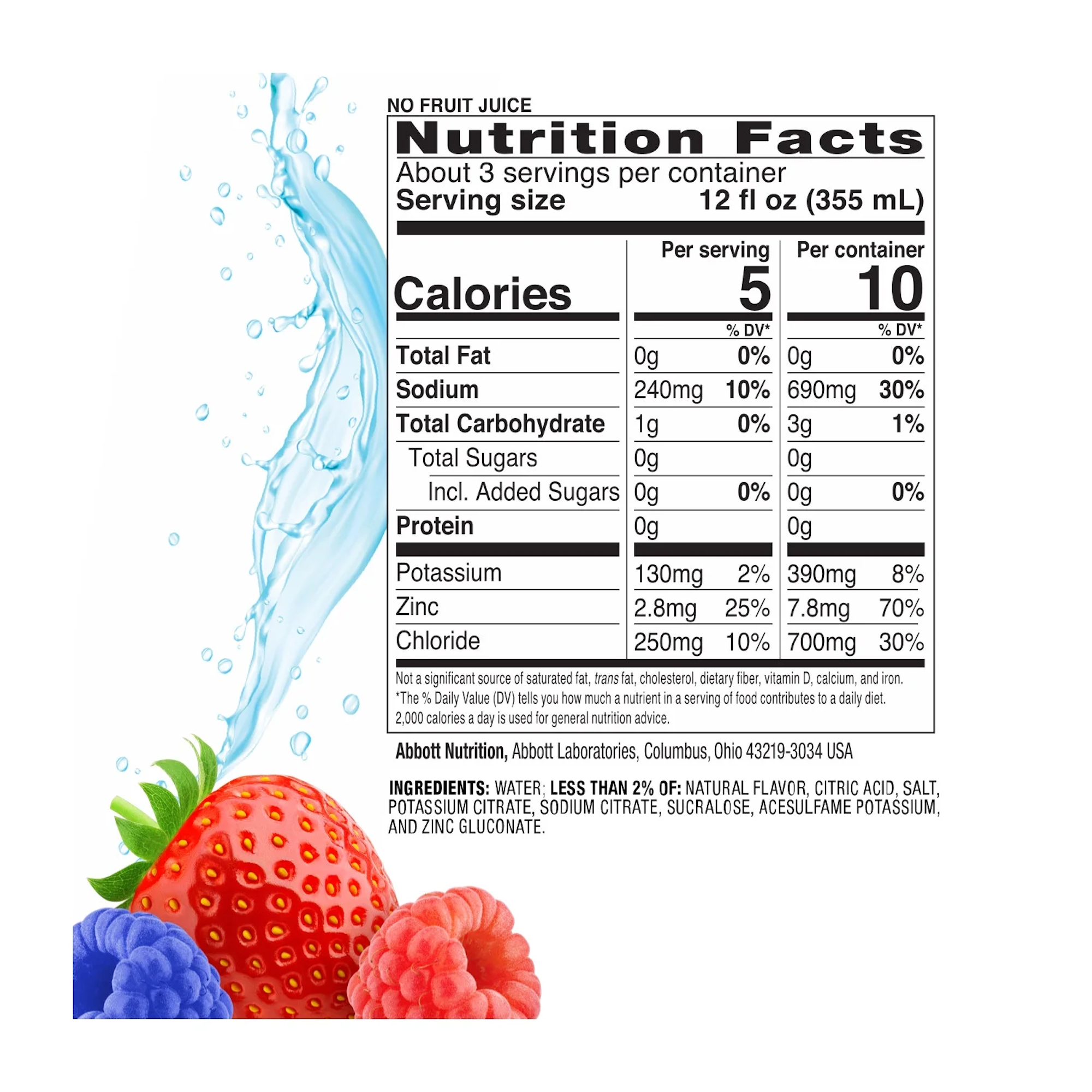 Pedialyte Zero Sugar Electrolyte Water Drink