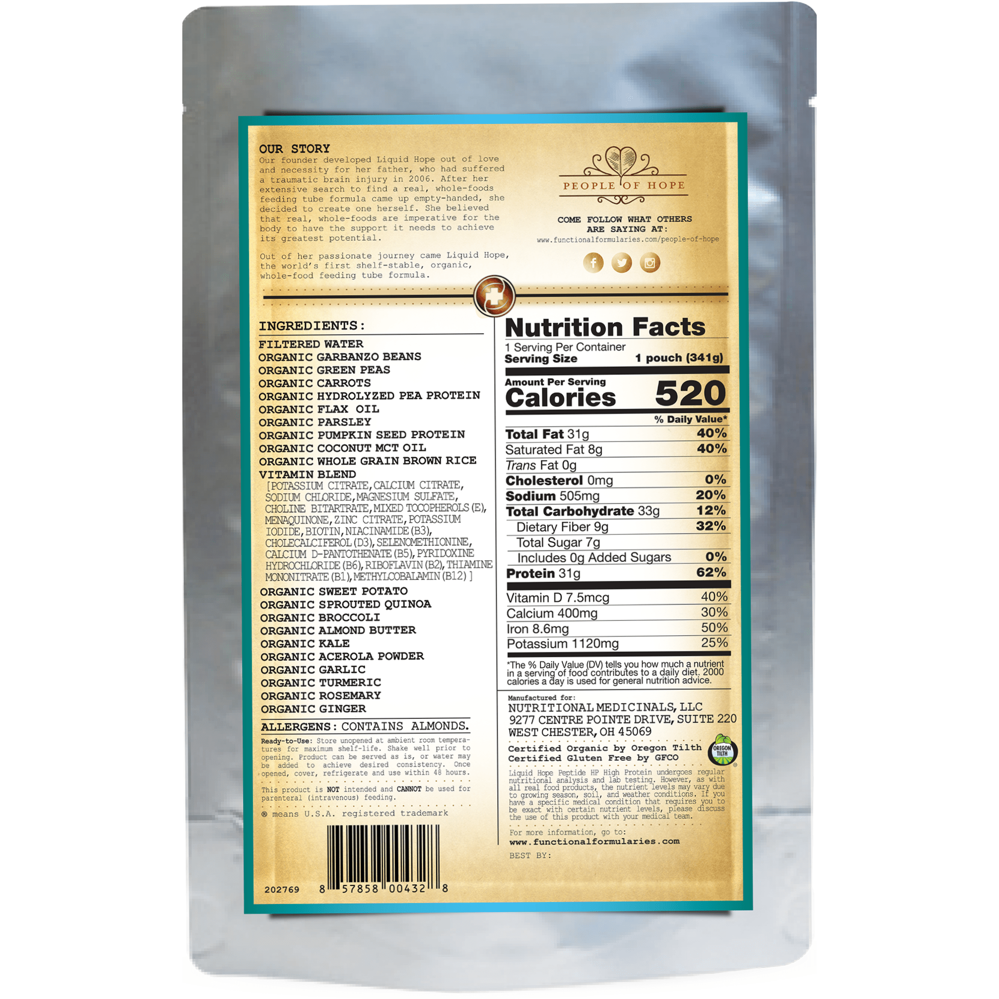 Functional Formularies Liquid Hope Peptide High Protein Formula