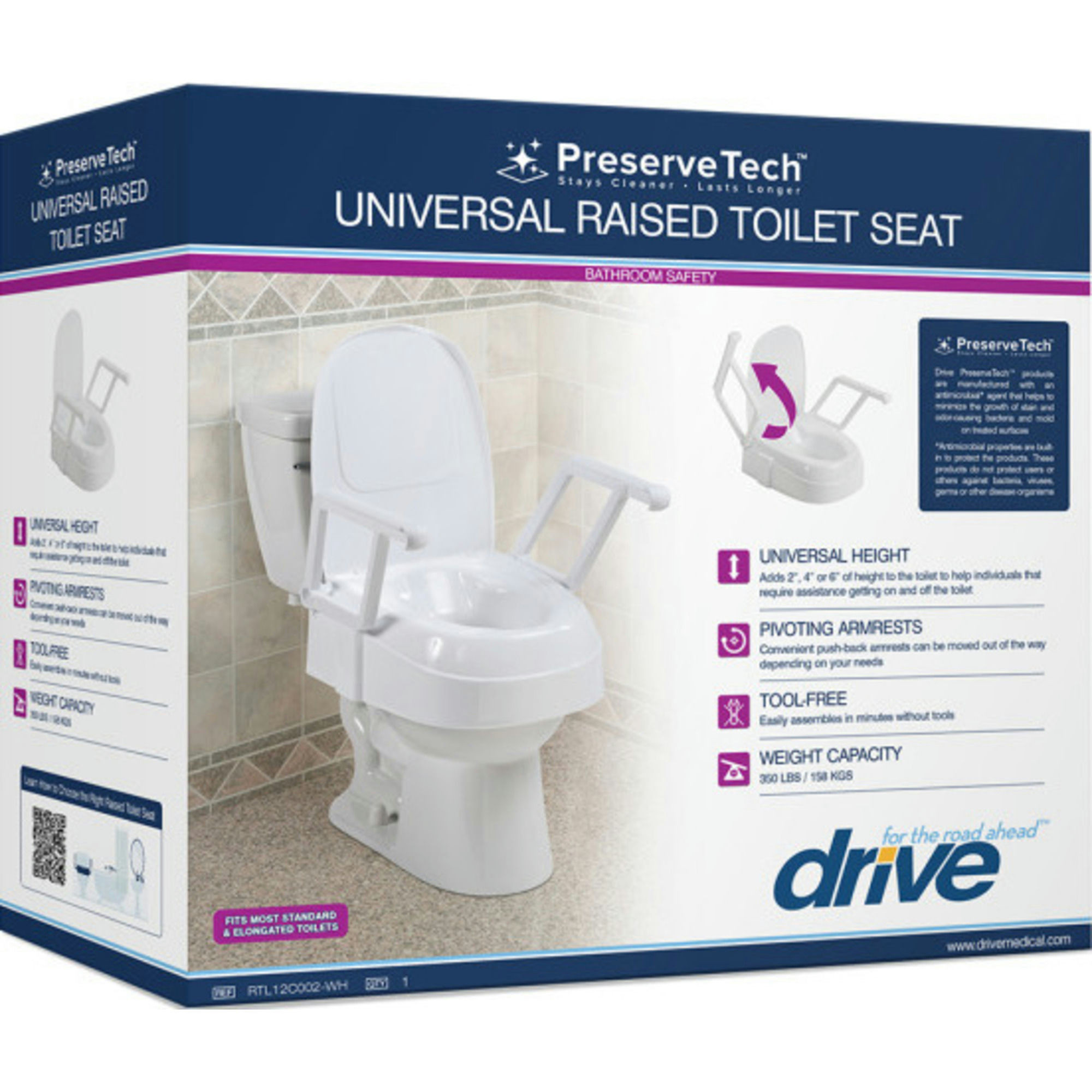 Drive PreserveTech Universal Raised Toilet Seat