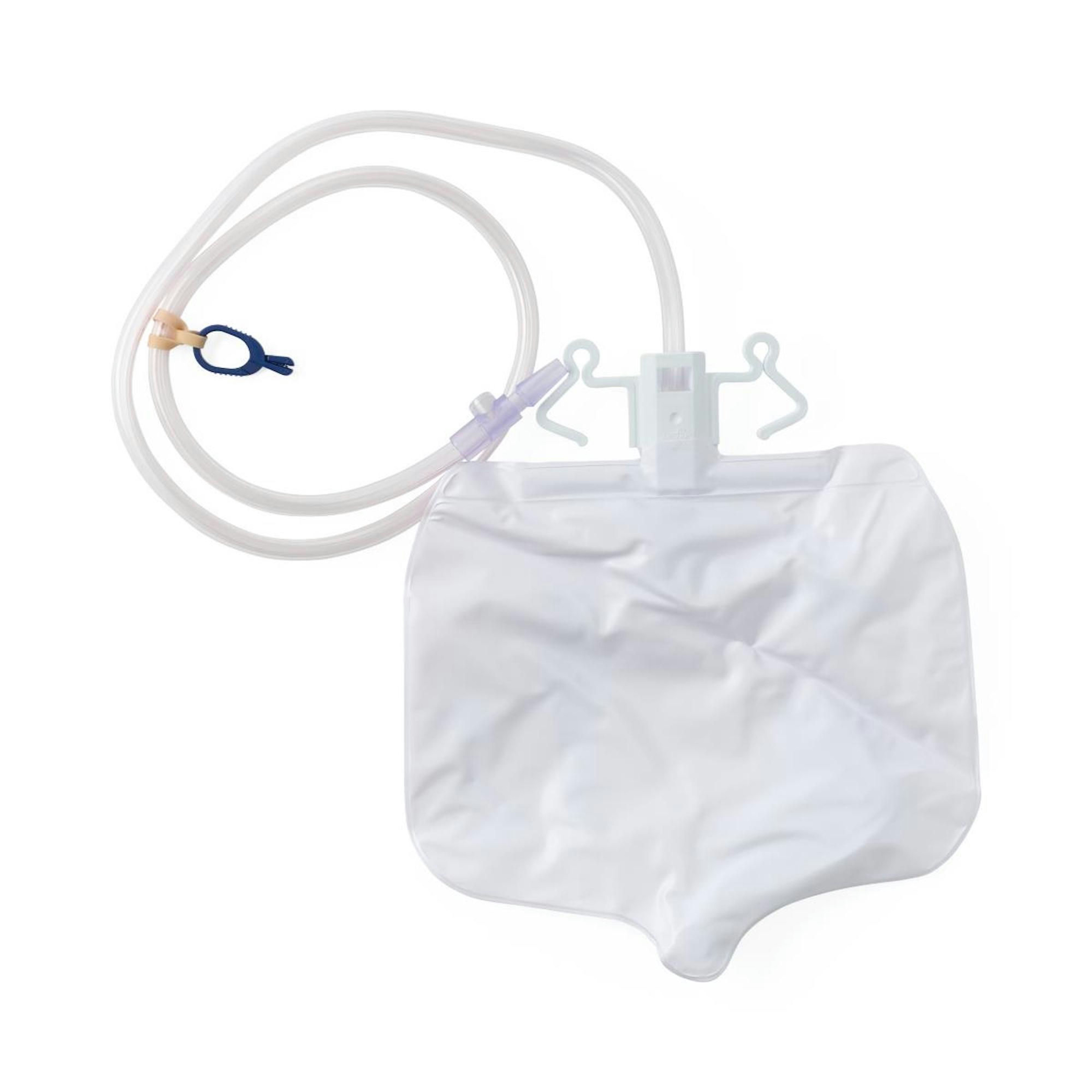 Medline Urinary Drain Bag with Anti-Reflux Tower and Metal Clamp Drainage Port