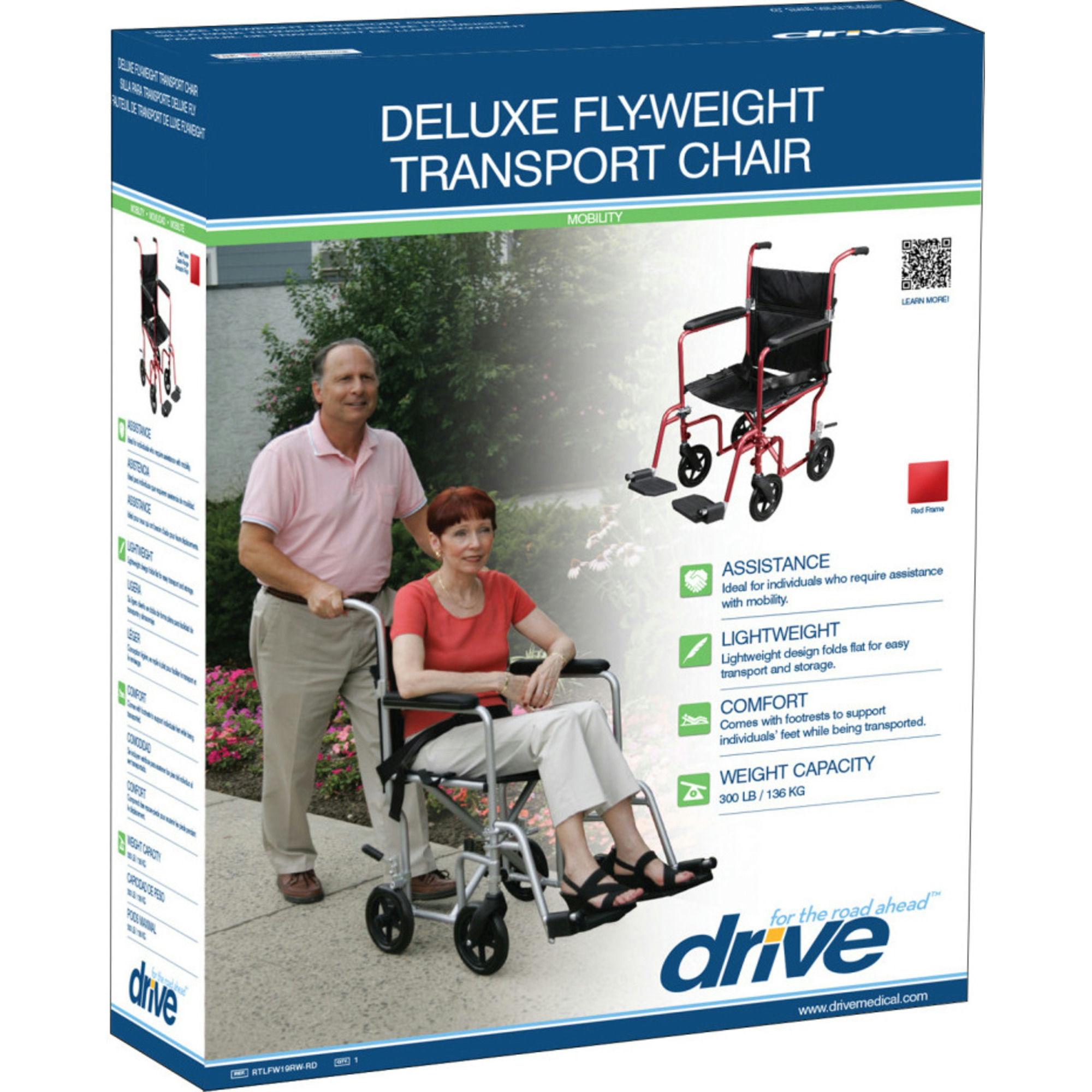 Drive Deluxe Fly-Weight Aluminum Transport Chair