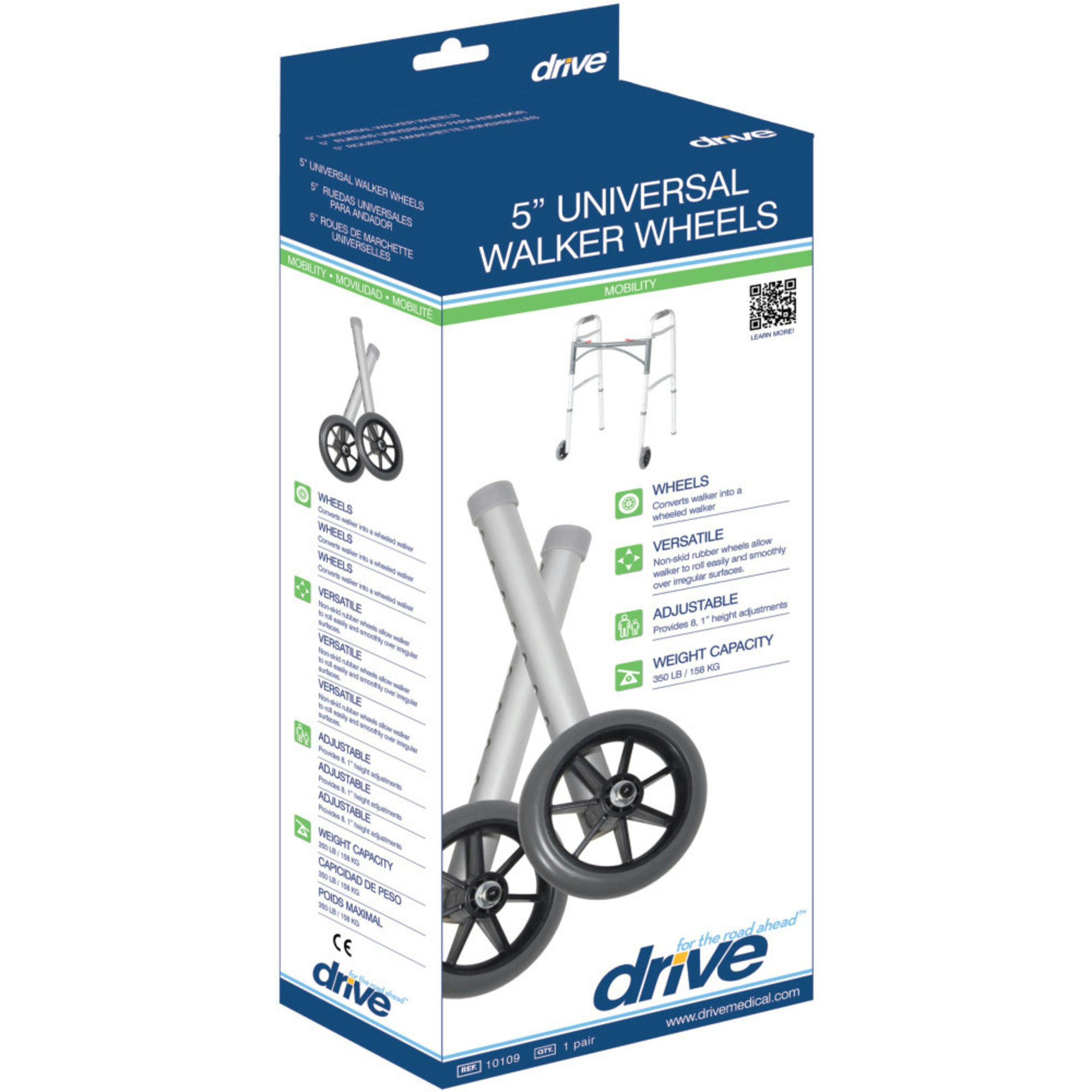 Drive 5 inch Universal Walker Wheels