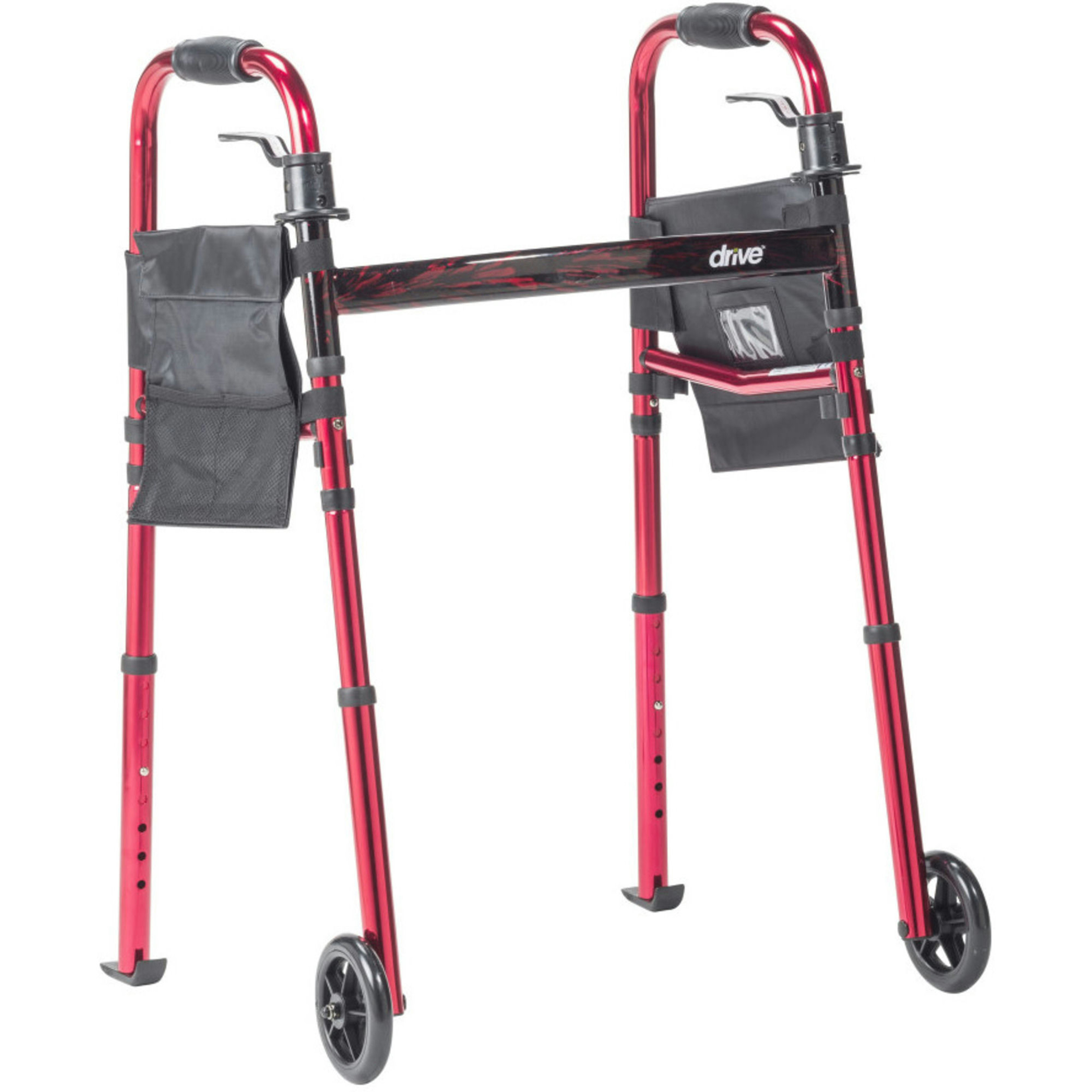 Drive Deluxe Folding Travel Walker with 5 inch Wheels