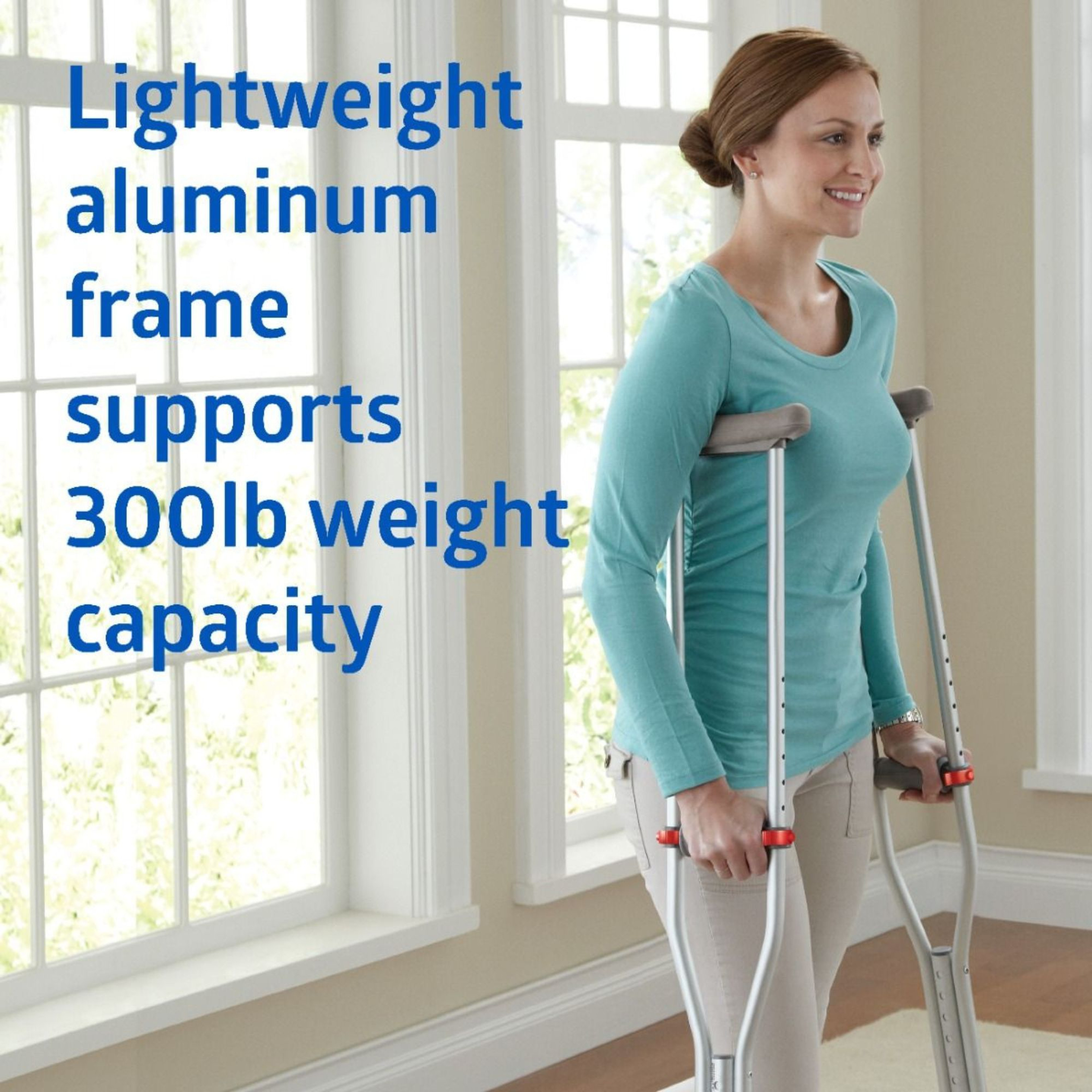 Medline Aluminum Crutches with Red Dot Hand Grip