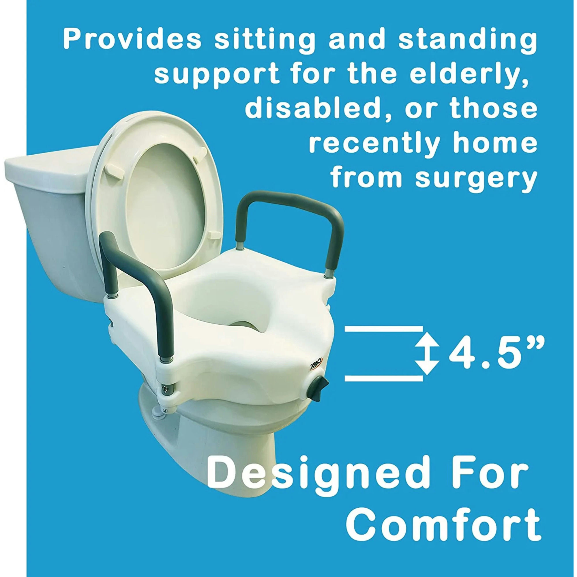 Carex Classics Raised Toilet Seat with Armrests