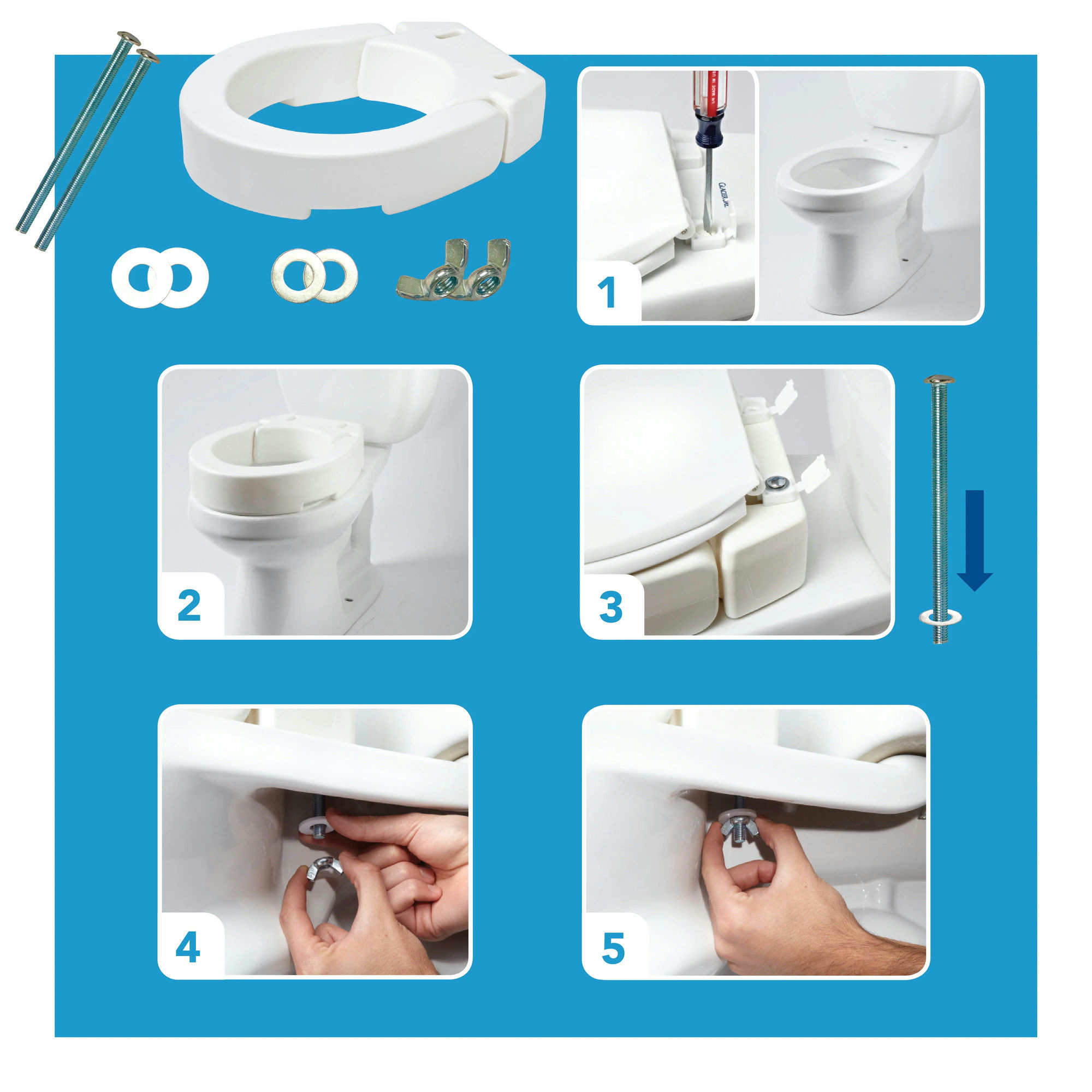 Carex Elongated Hinged Toilet Seat Riser