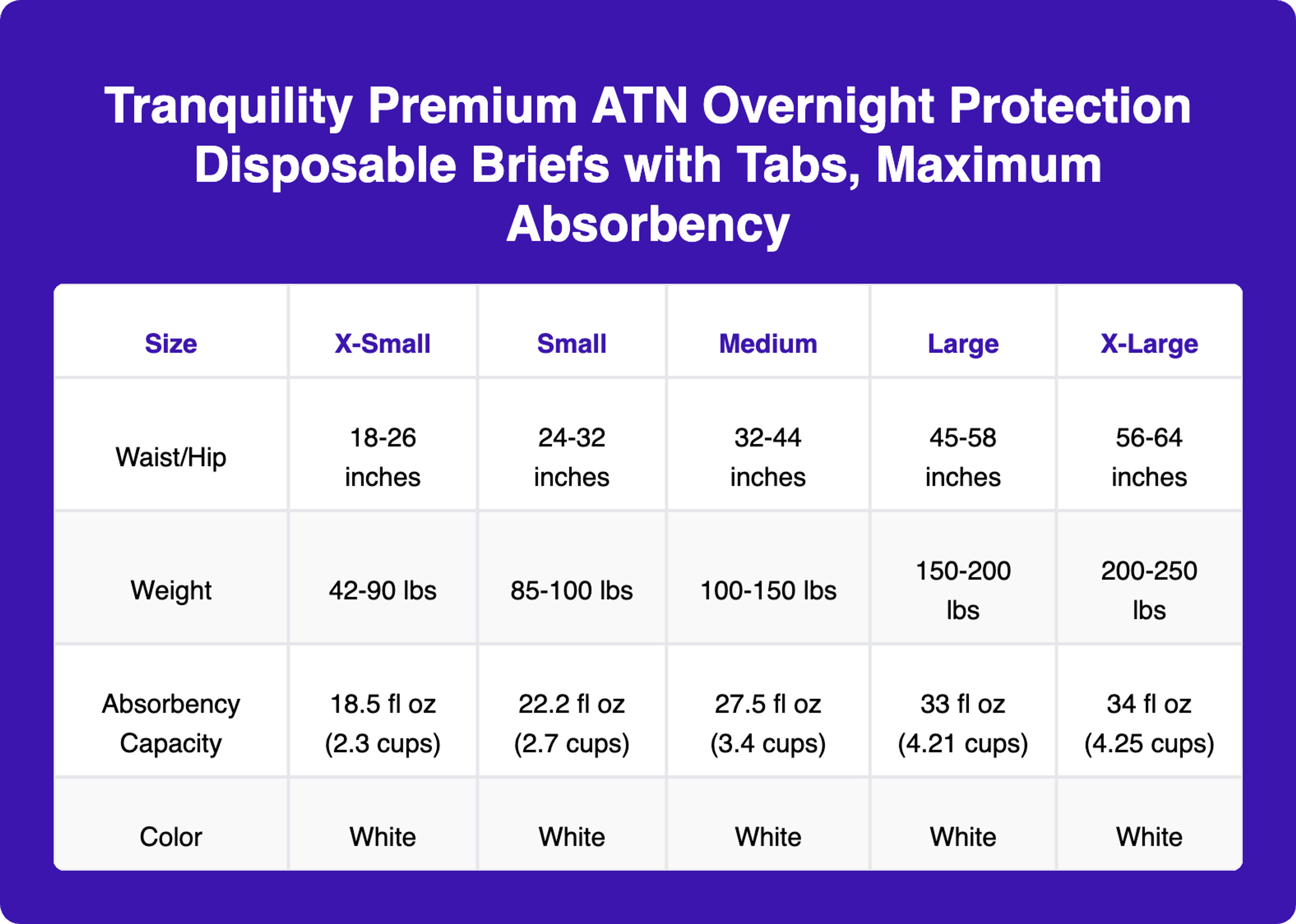 Tranquility Adult Diapers with Tabs Disposable All-Through-The-Night, Maximum