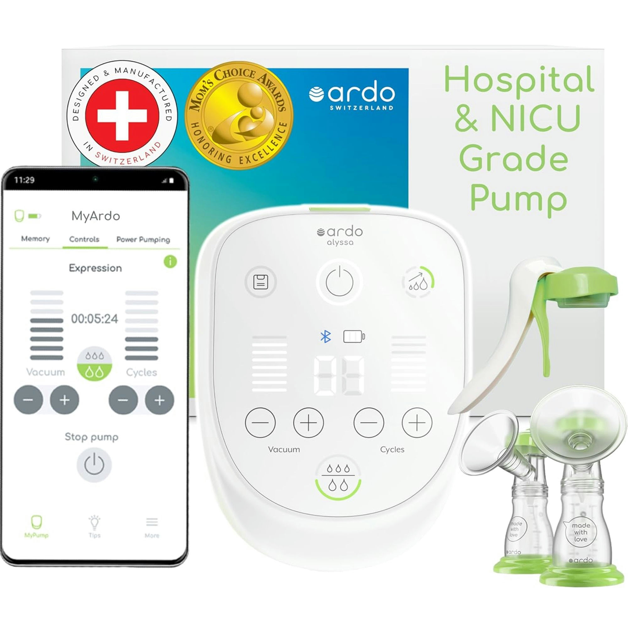 Ardo Alyssa Double Plus Electric Breast Pump with Manual Pump Handle