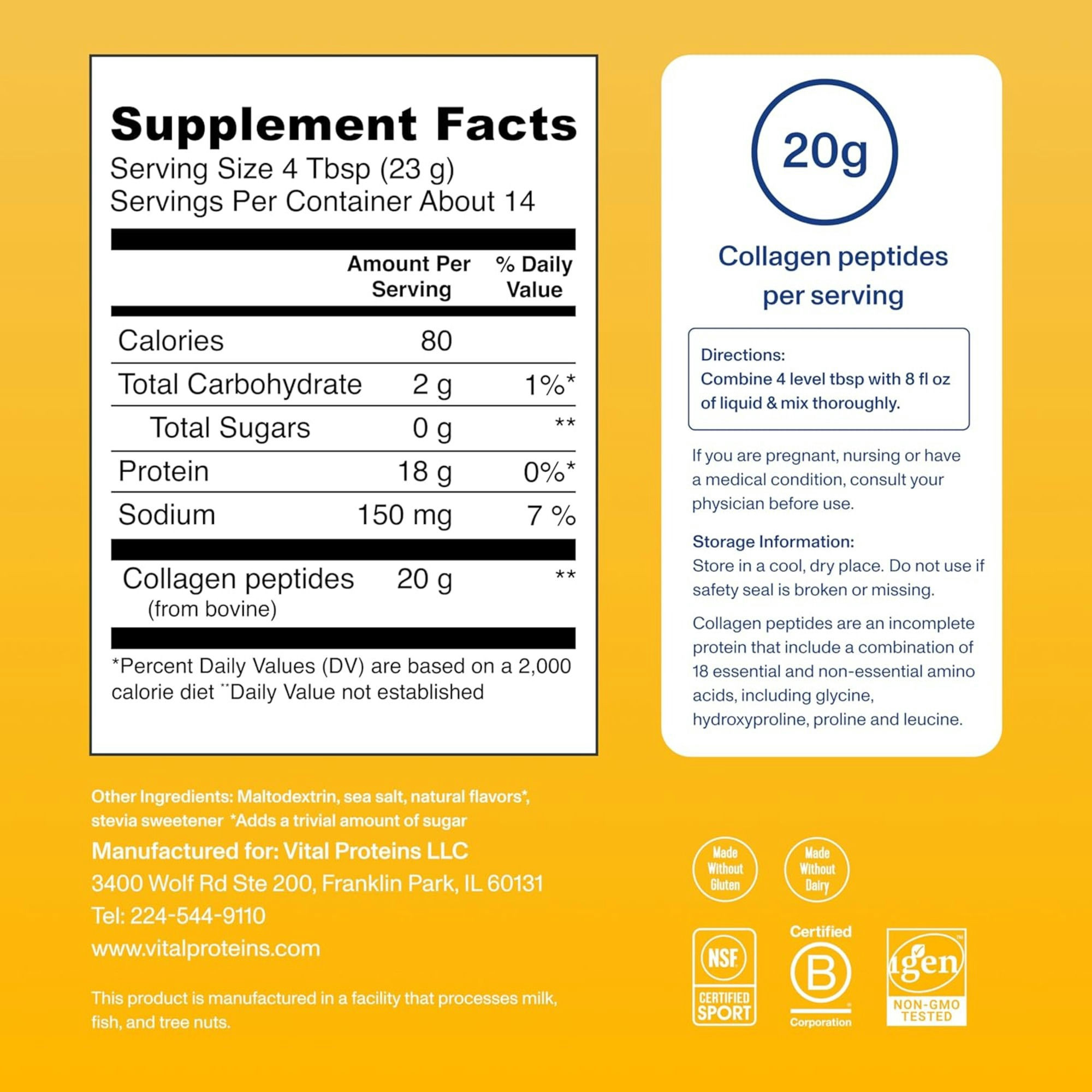 Vital Proteins Collagen Peptides Dietary Supplement