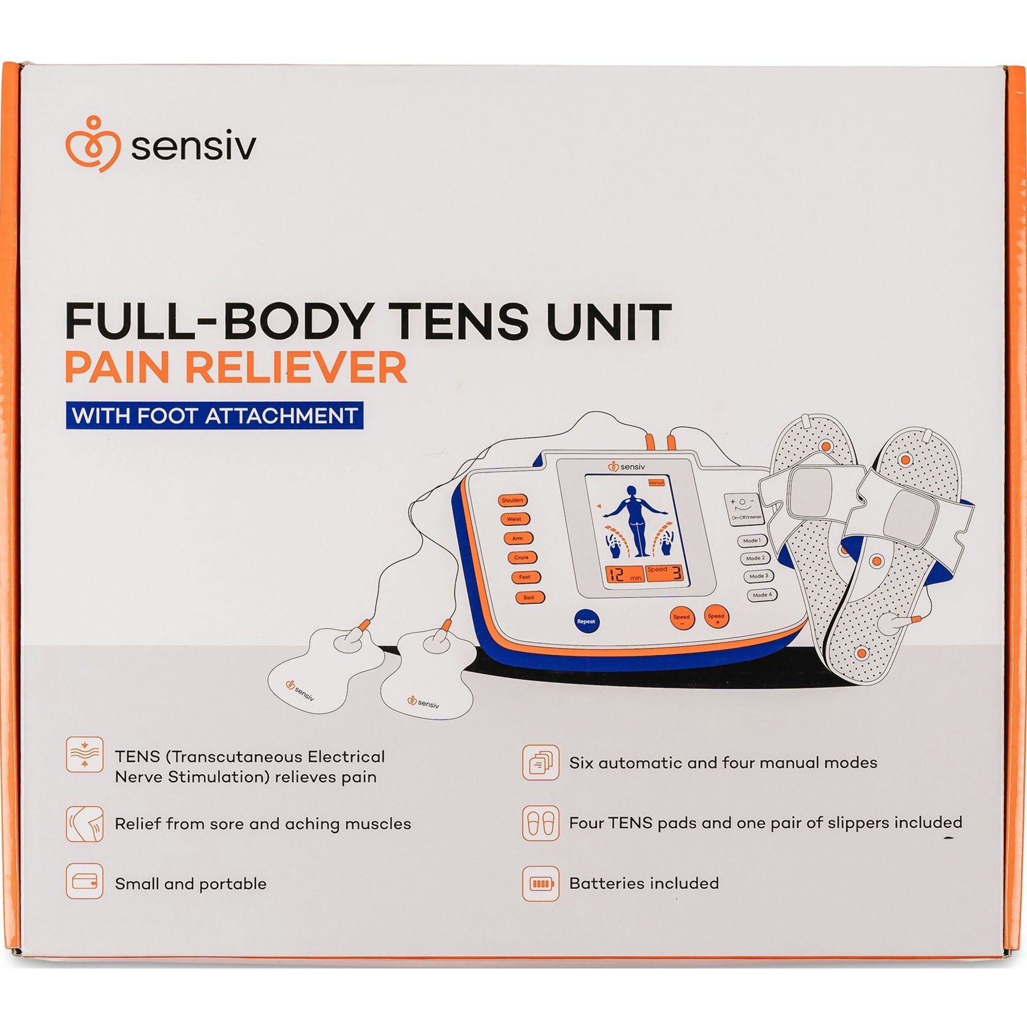Sensiv Full-Body TENS Unit Pain Reliever with Foot Attachment
