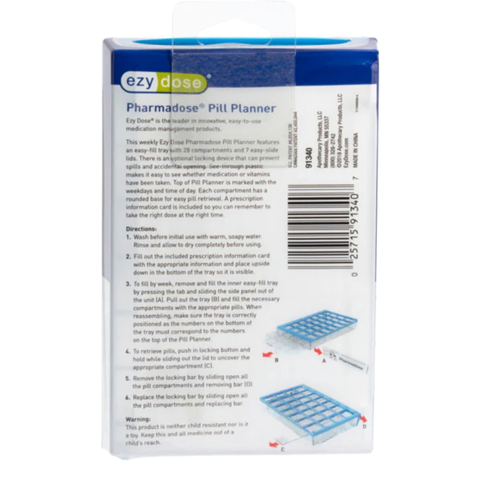 Ezy Dose Pharmadose Pill Planner with Easy Fill Tray