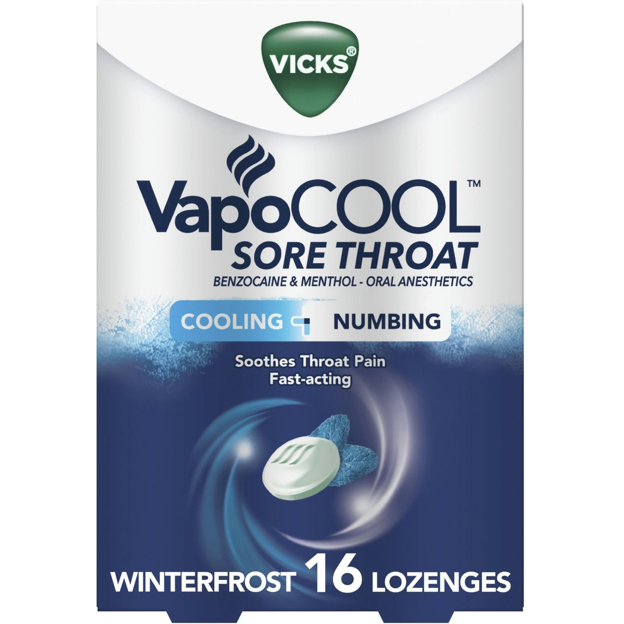 Vicks VapoCool Sore Throat Cooling + Numbing Lozenges