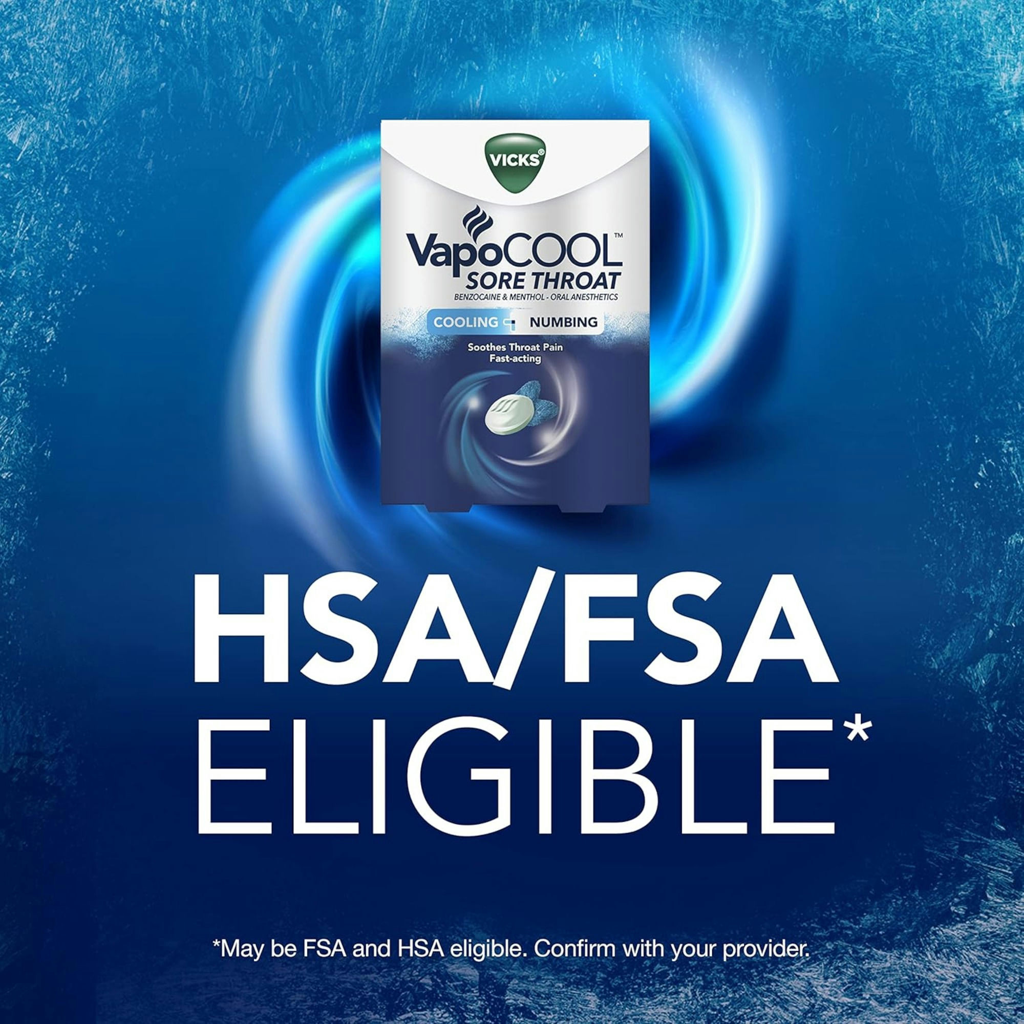 Vicks VapoCool Sore Throat Cooling + Numbing Lozenges