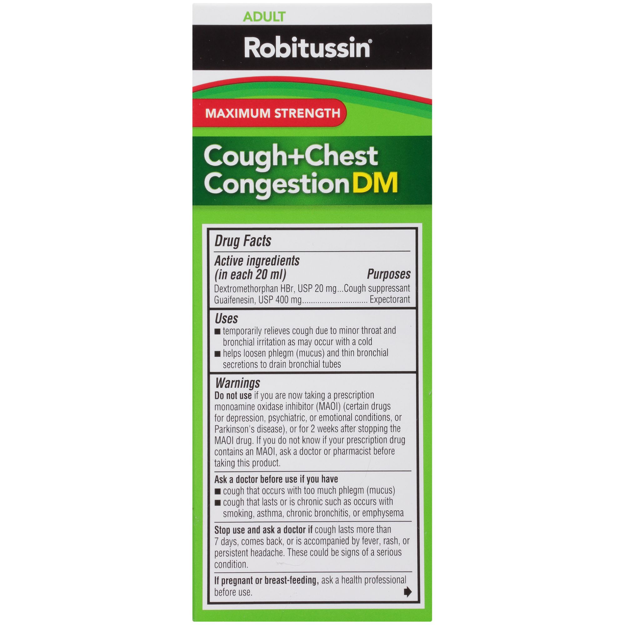Robitussin Maximum Strength Cough + Chest Congestion DM Max Cough Relief