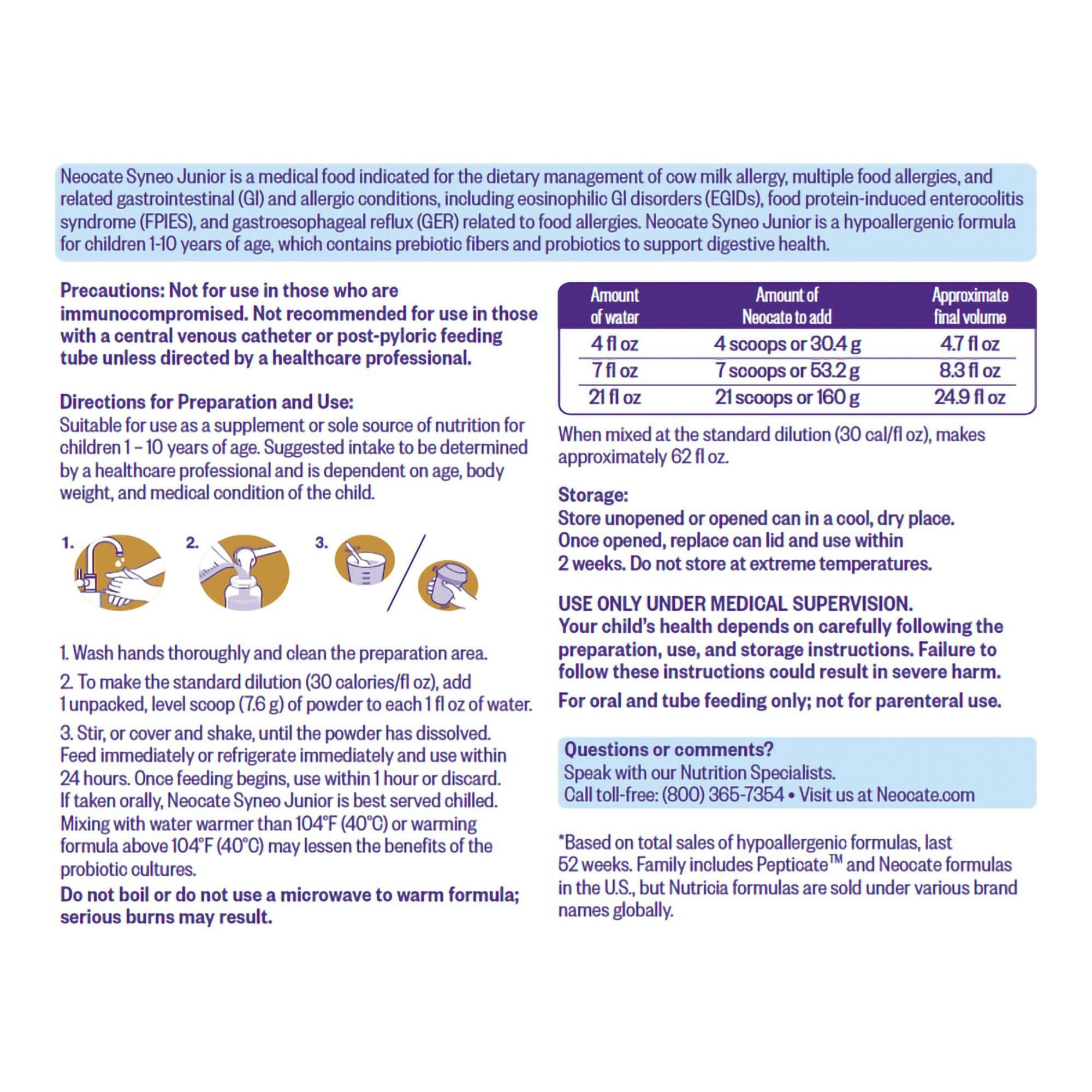 Nutricia Neocate Syneo Junior Hypoallergenic Amino Acid-Based Formula