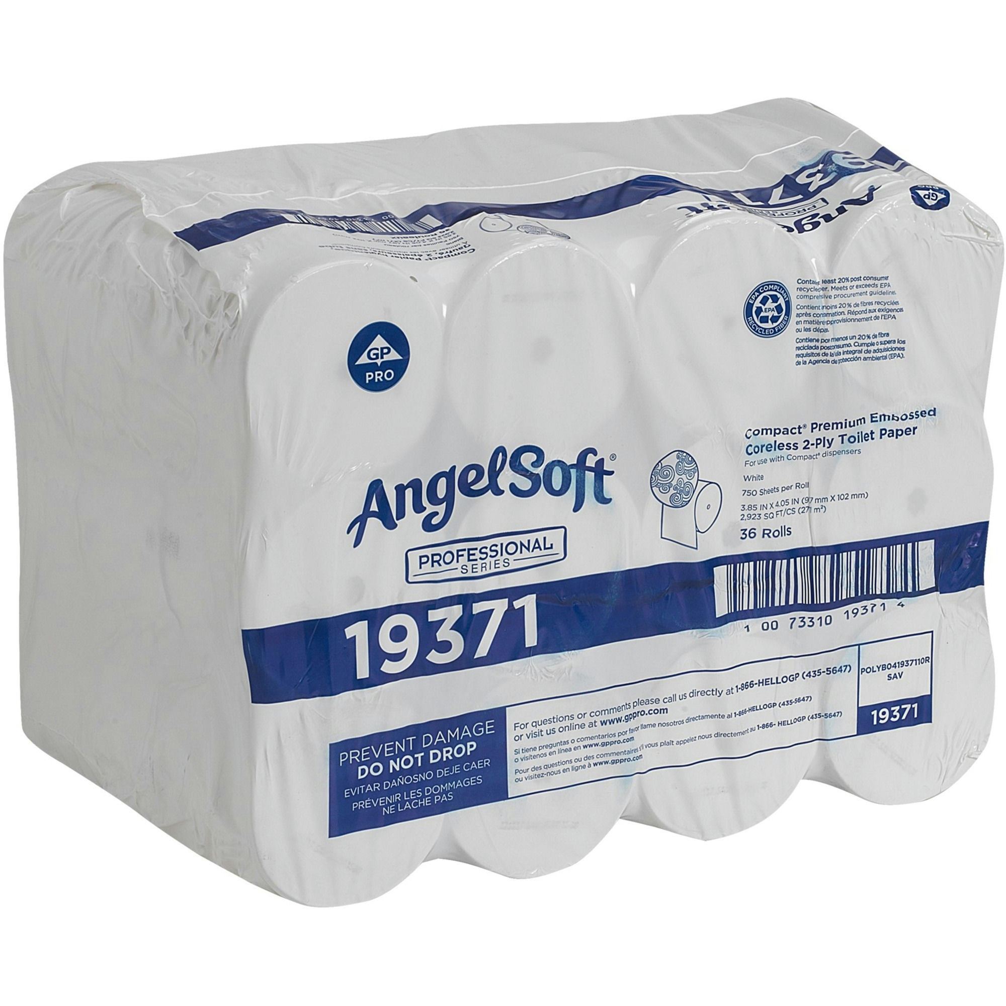 Angel Soft Professional Series Compact Premium Embossed Coreless 2-Ply Toilet Paper
