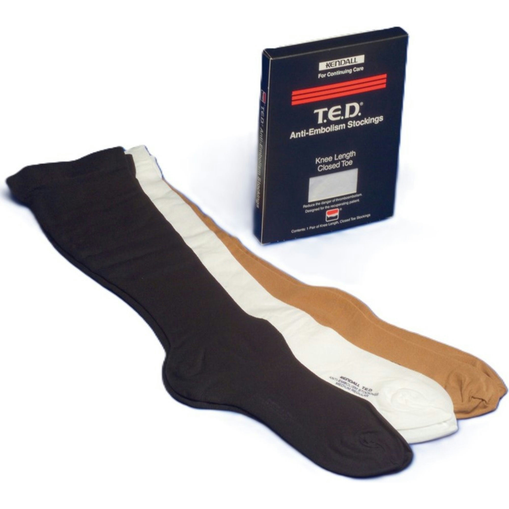 T.E.D. Anti-Embolism Thigh High Inspection Toe Stockings for Continuing Care, Long