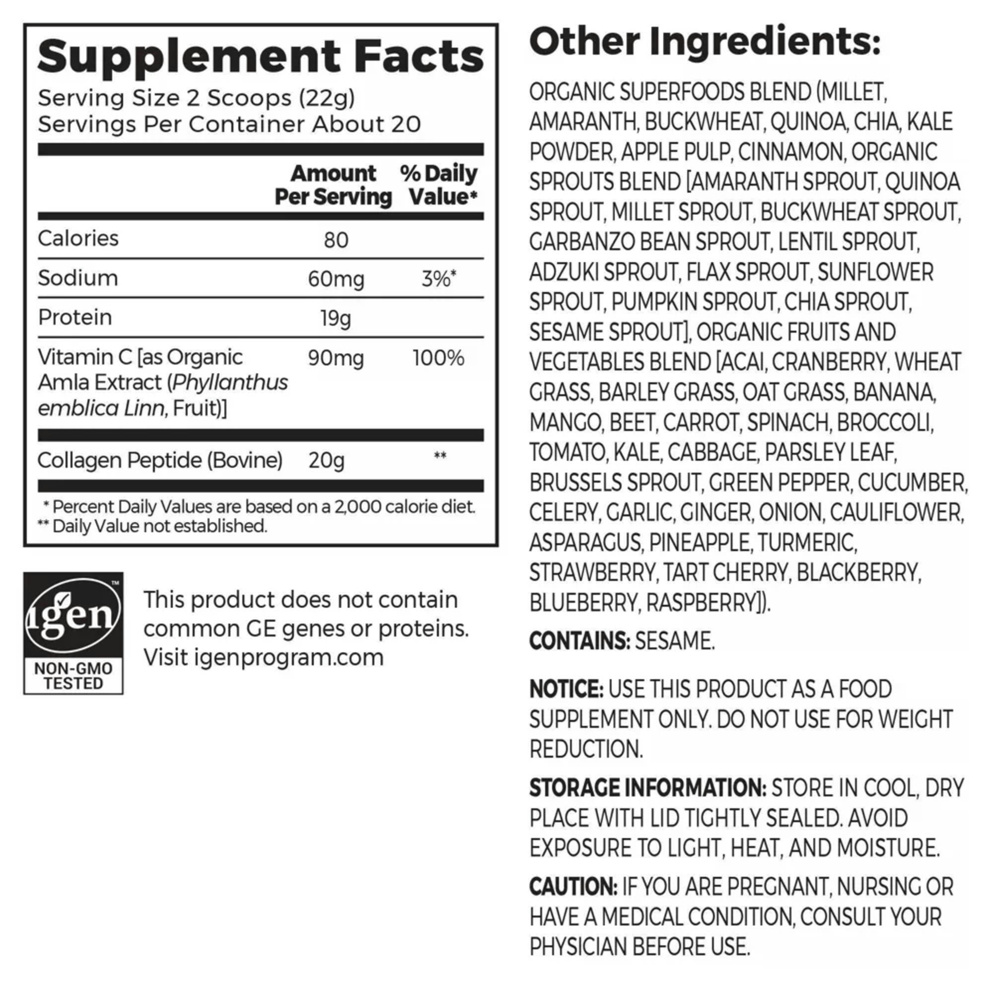 Orgain Collagen Peptides + 50 Superfoods Powder