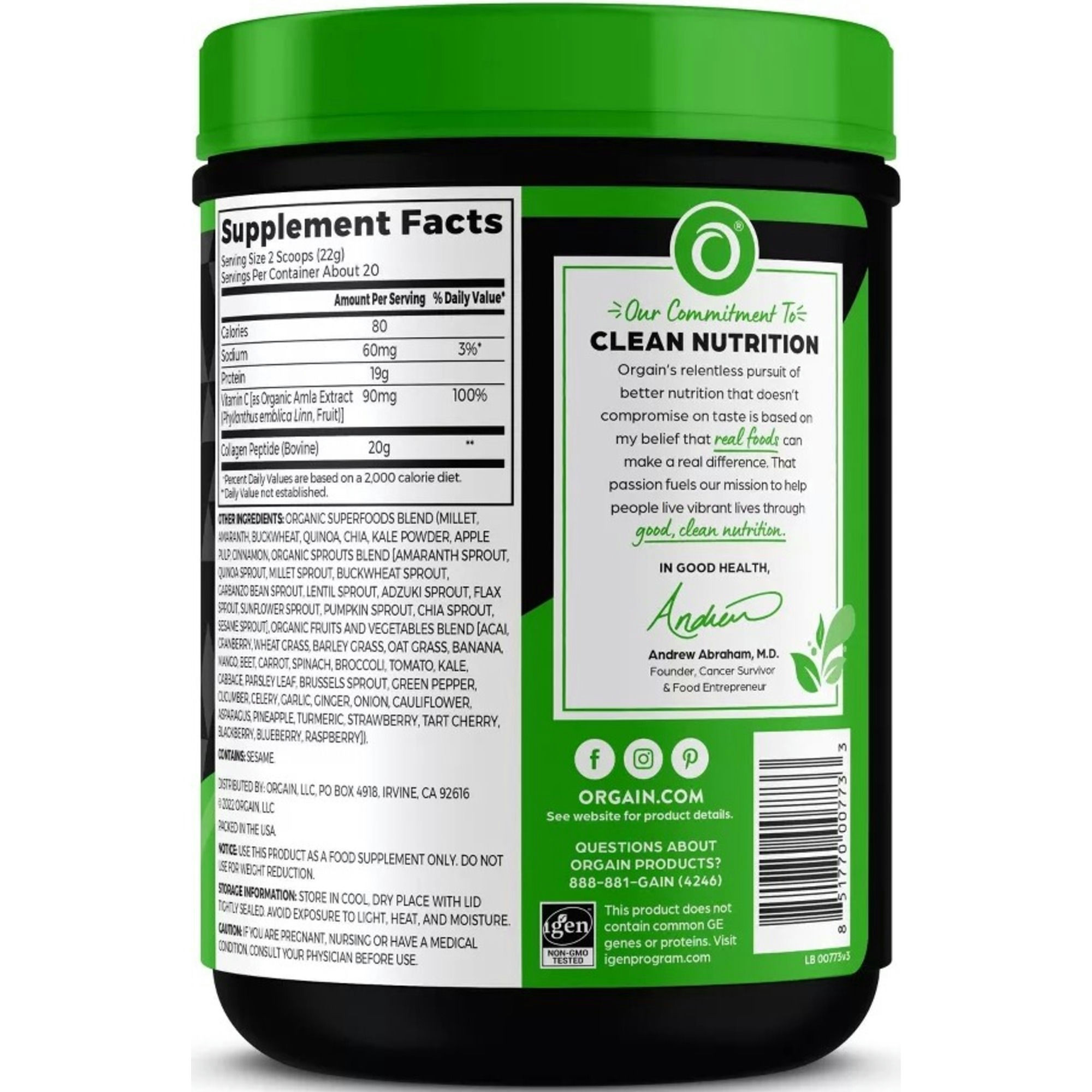 Orgain Collagen Peptides + 50 Superfoods Powder