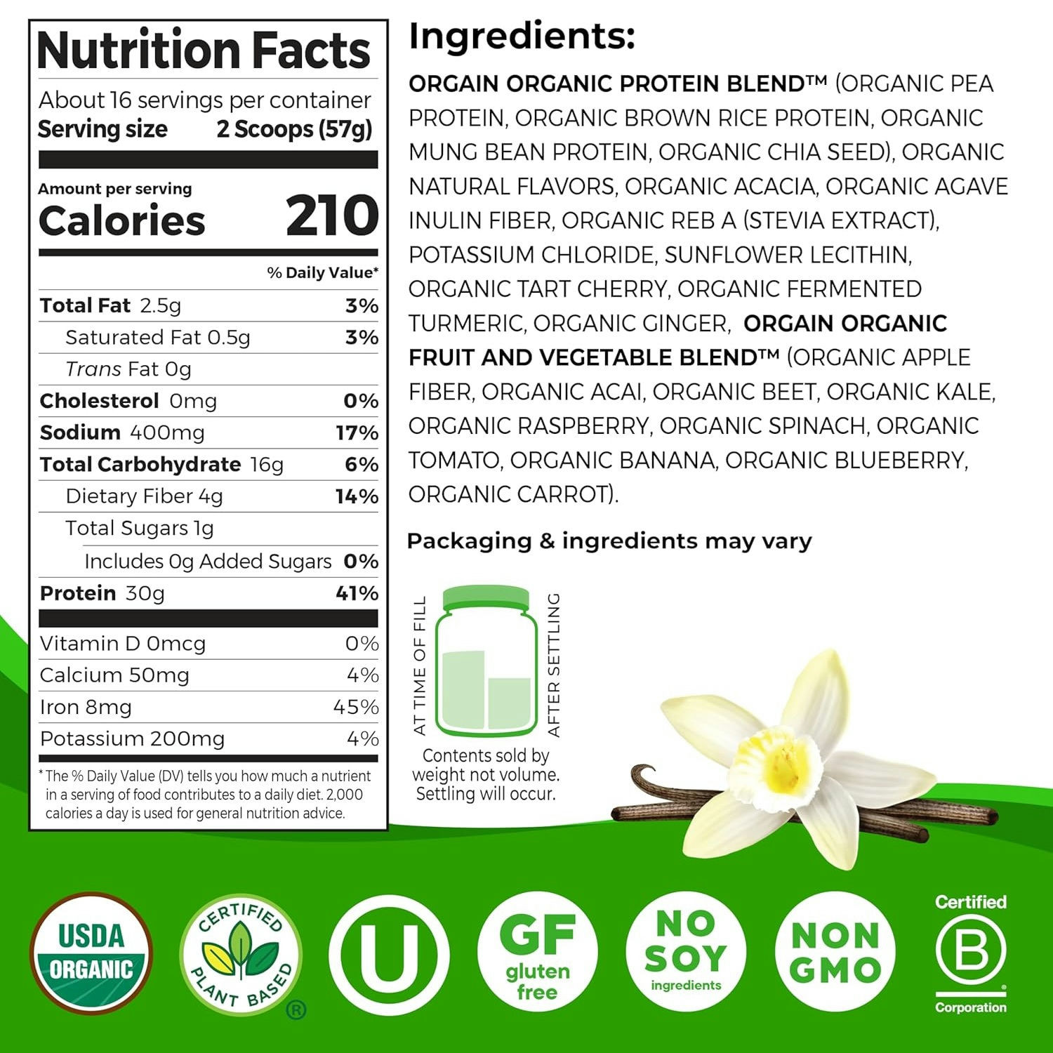 Orgain 30g Organic Plant Protein Powder