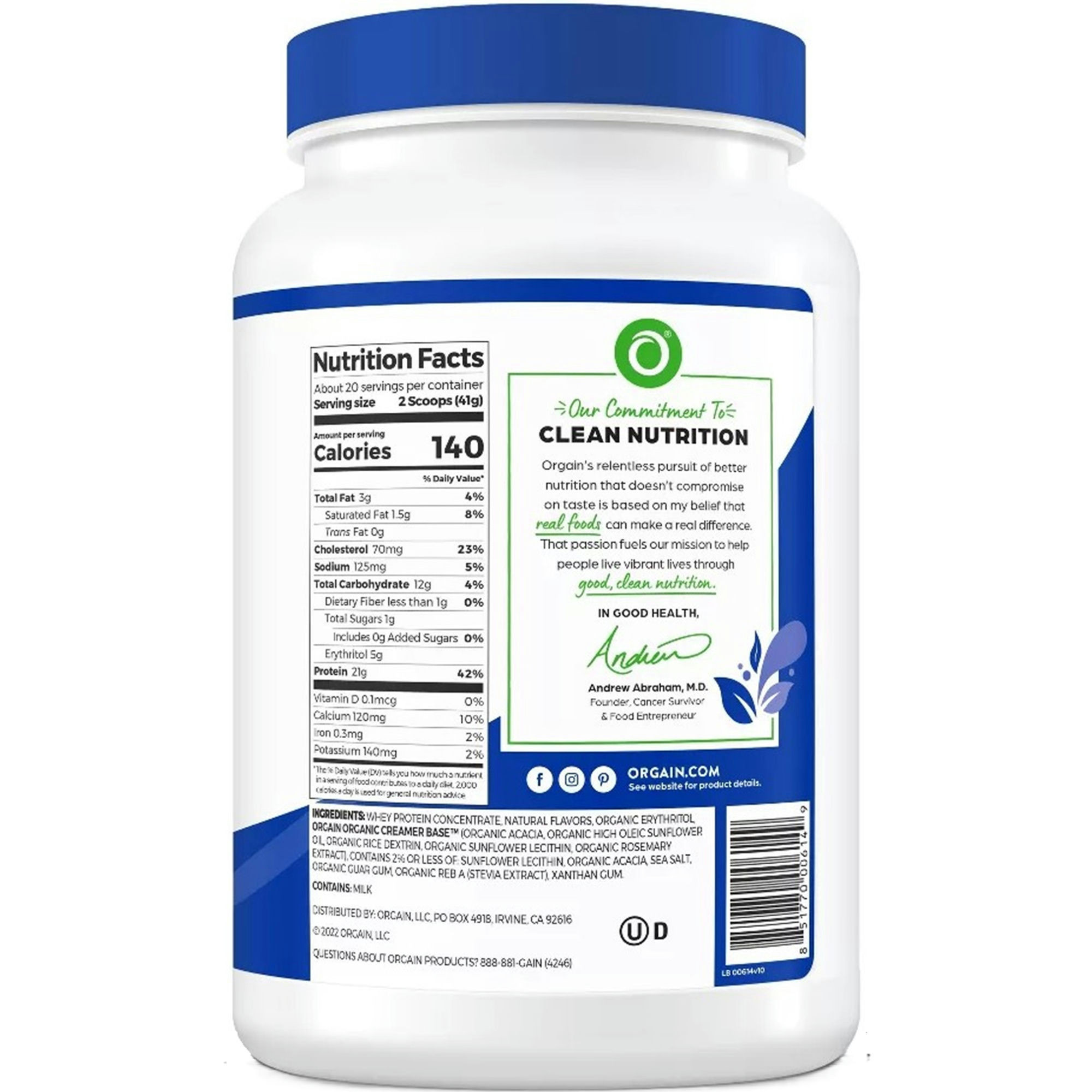 Orgain Clean Grass-Fed Whey Protein Powder