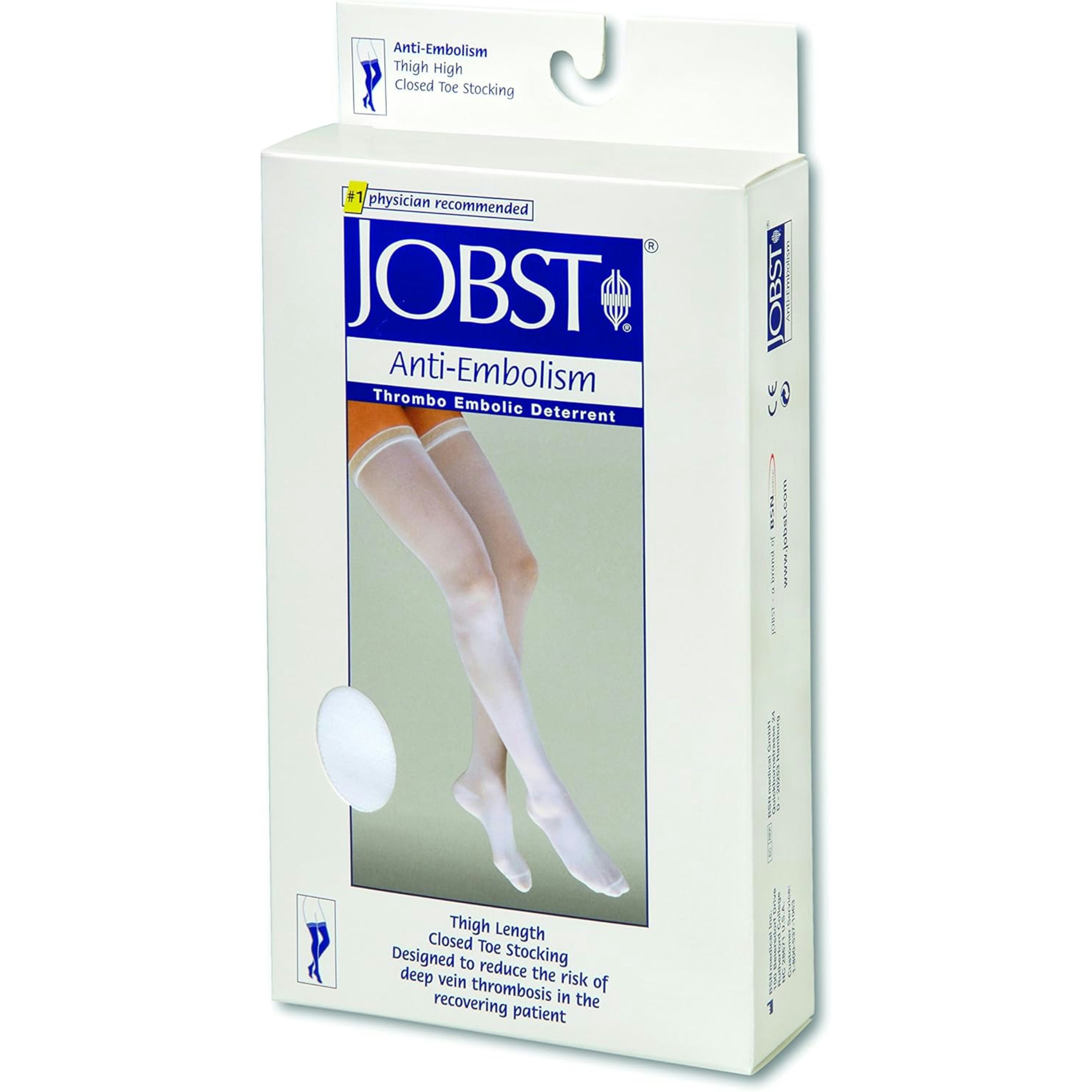 JOBST Seamless Anti-Embolism Elastic Thigh High Stocking, 18 mmHg