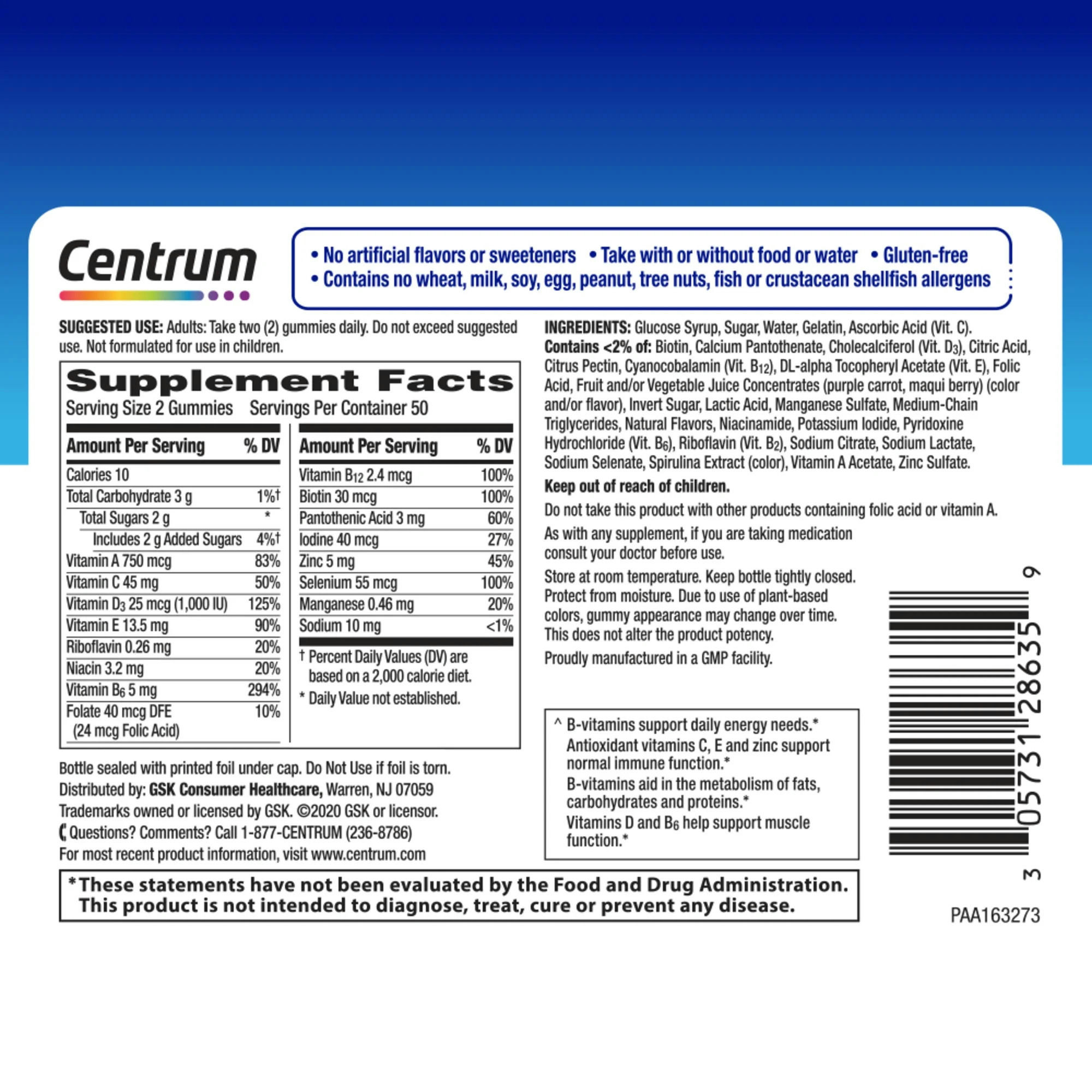 Centrum Men Multigummies Multivitamin & Multimineral Supplement