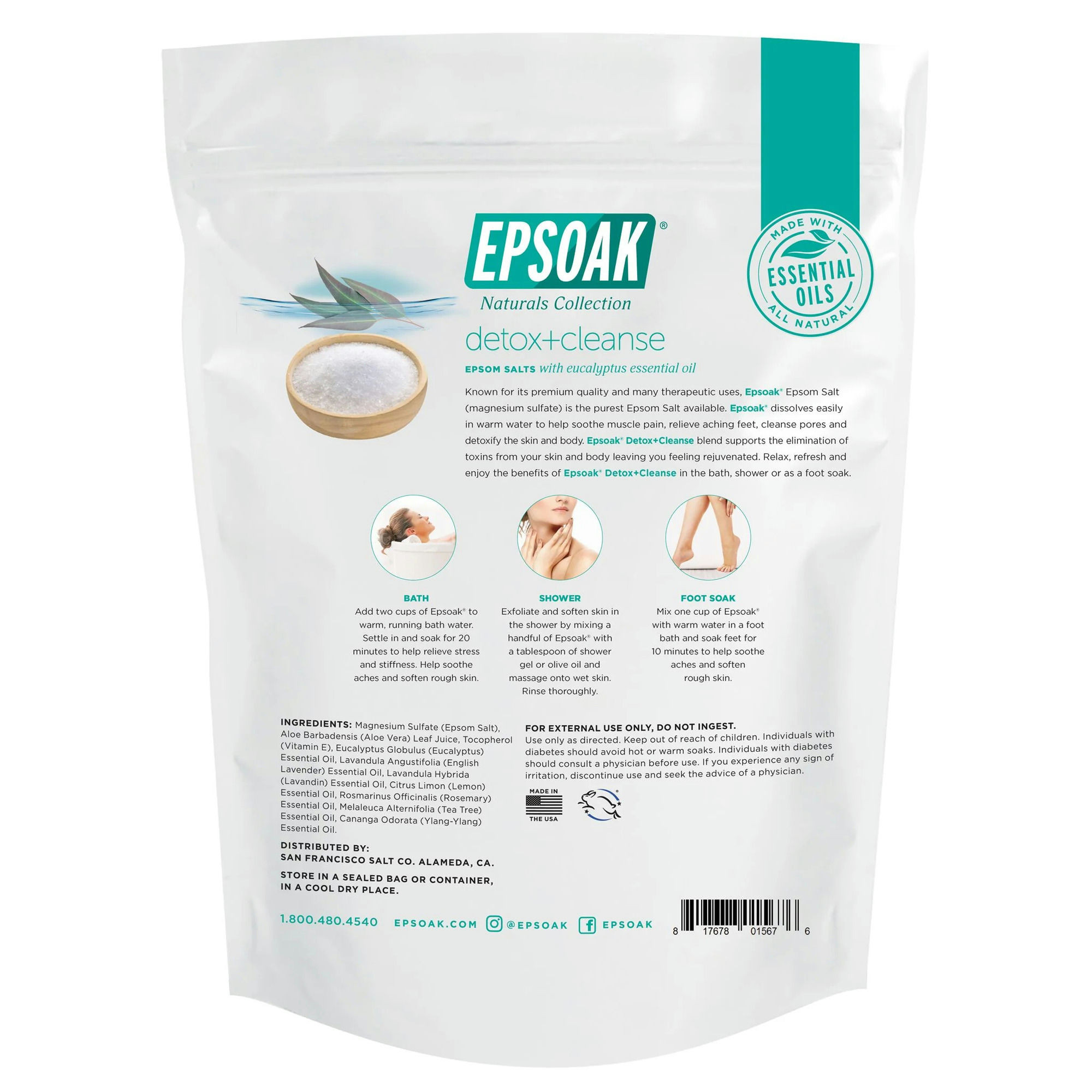 Epsoak Natural Collection Detox + Cleanse Eucalyptus Epsom Salts