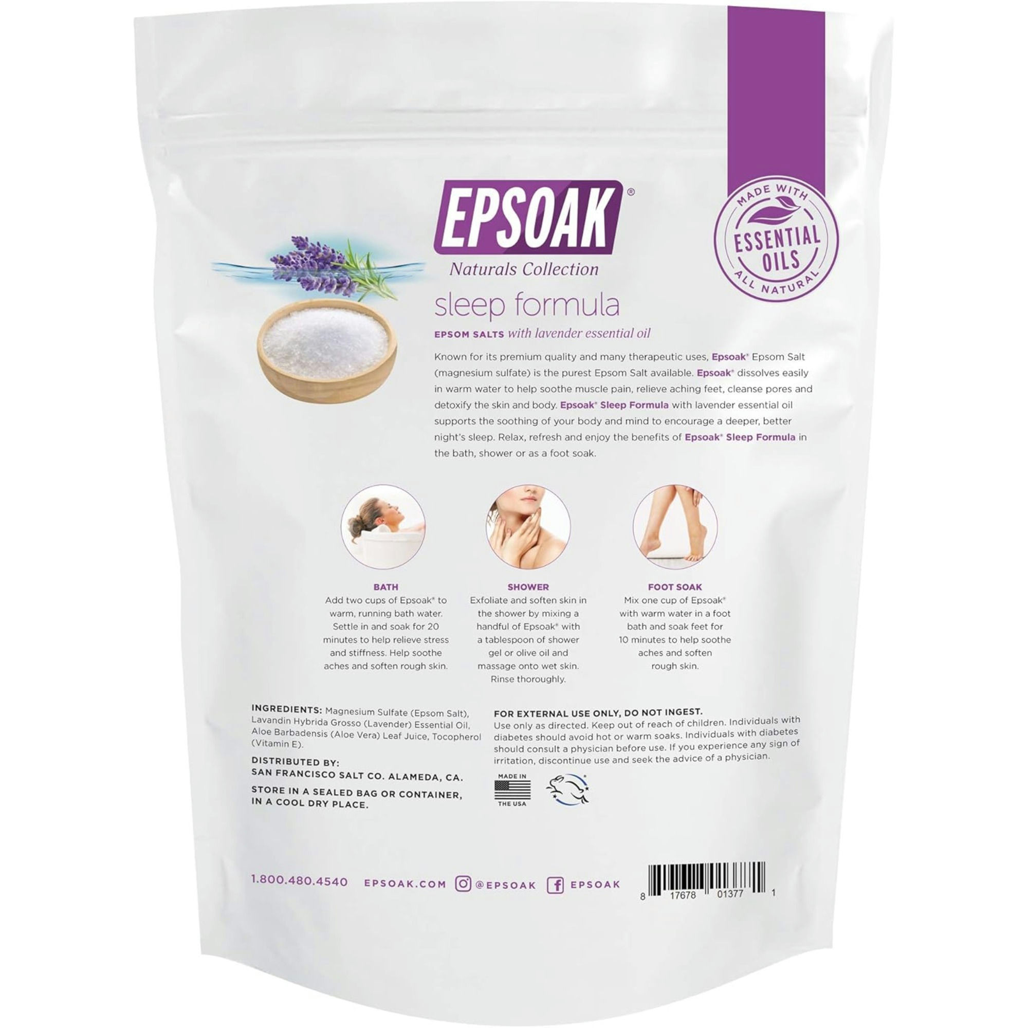Epsoak Natural Collection Sleep Formula Lavender Epsom Salts