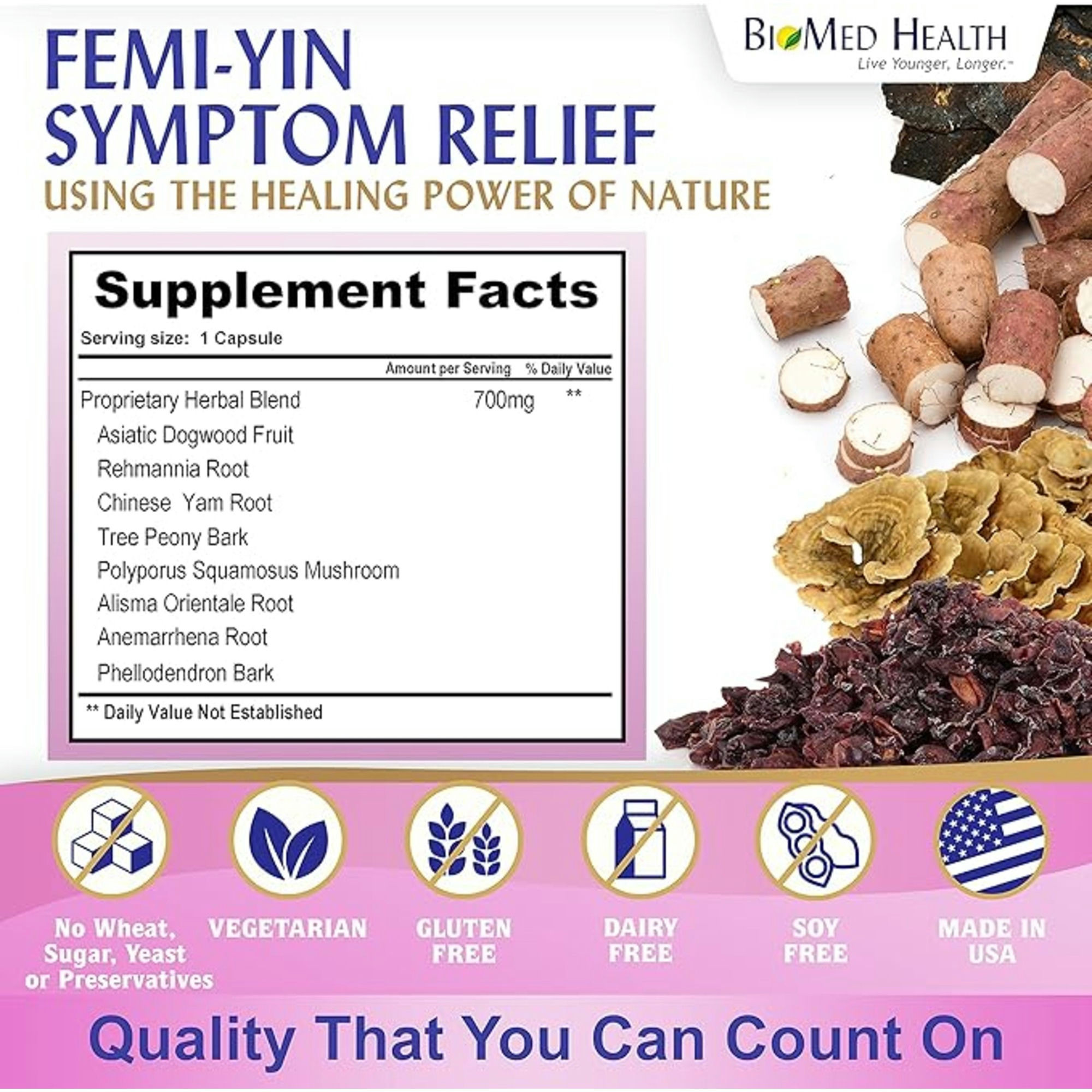 Bio-Med Health Femi-Yin Menopause Relief Dietary Supplement