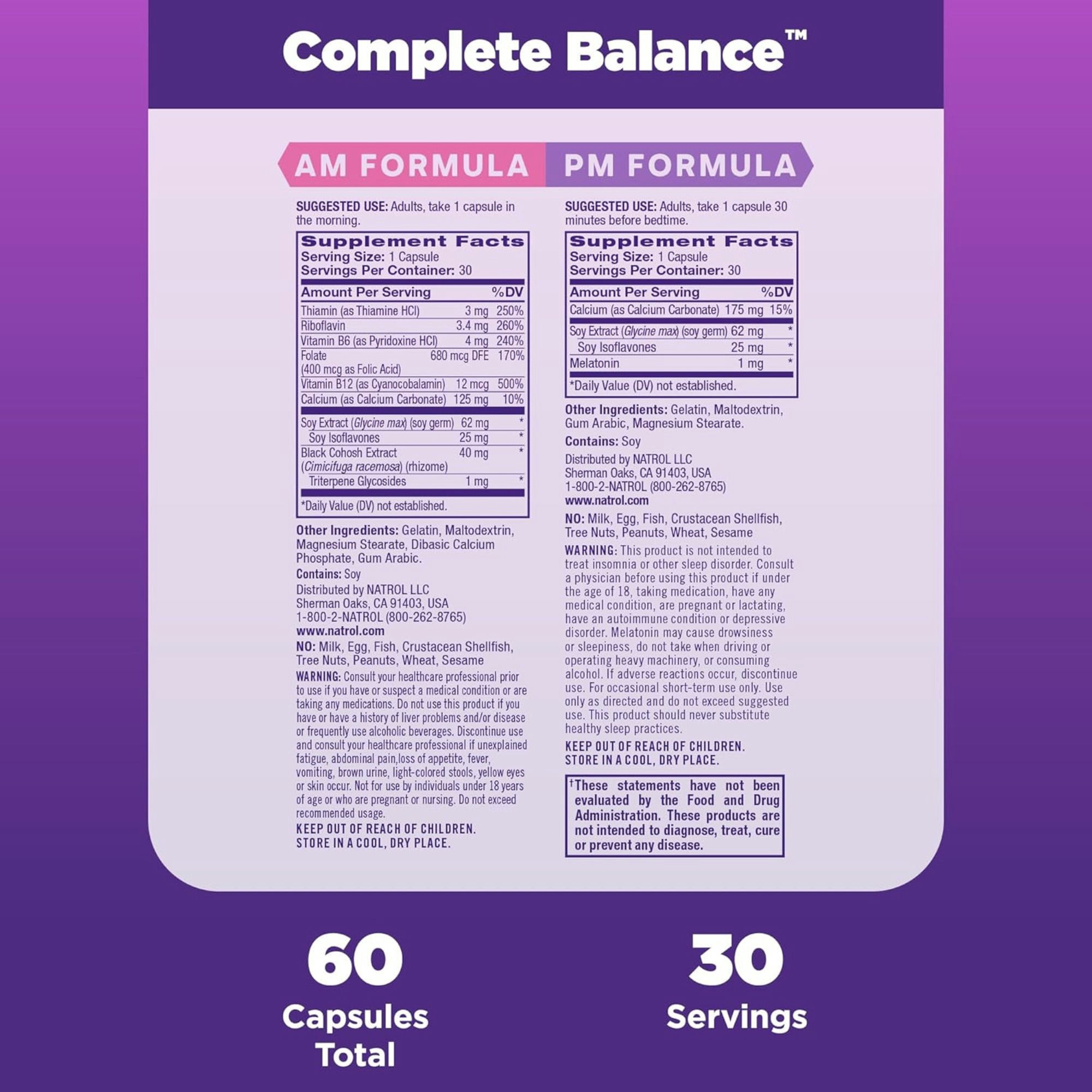 Natrol Complete Balance for Menopause Dietary Supplement