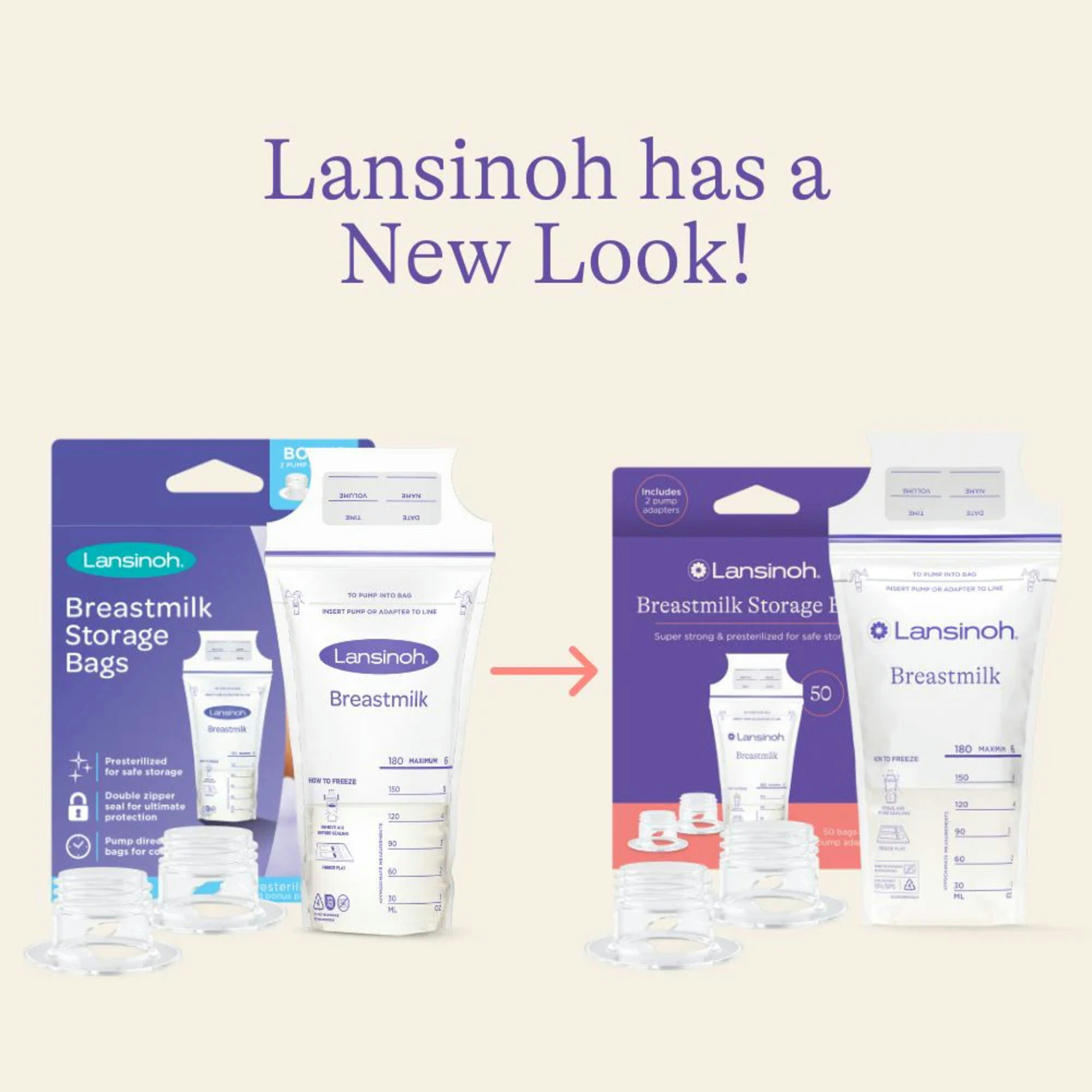 Lansinoh Breast Milk Clear Storage Bag with Pump Adapter