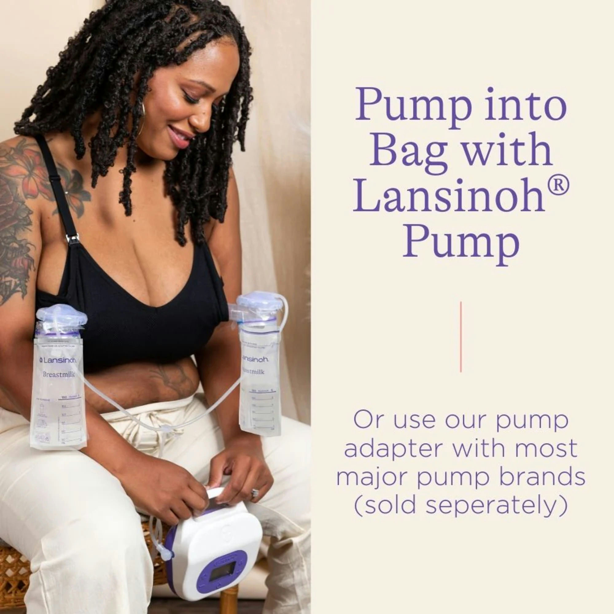 Lansinoh Breast Milk Clear Storage Bag with Pump Adapter