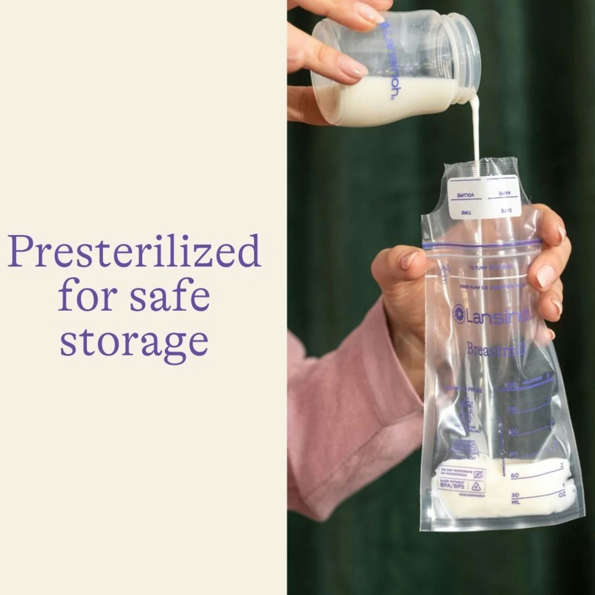Lansinoh Breast Milk Clear Storage Bag with Pump Adapter