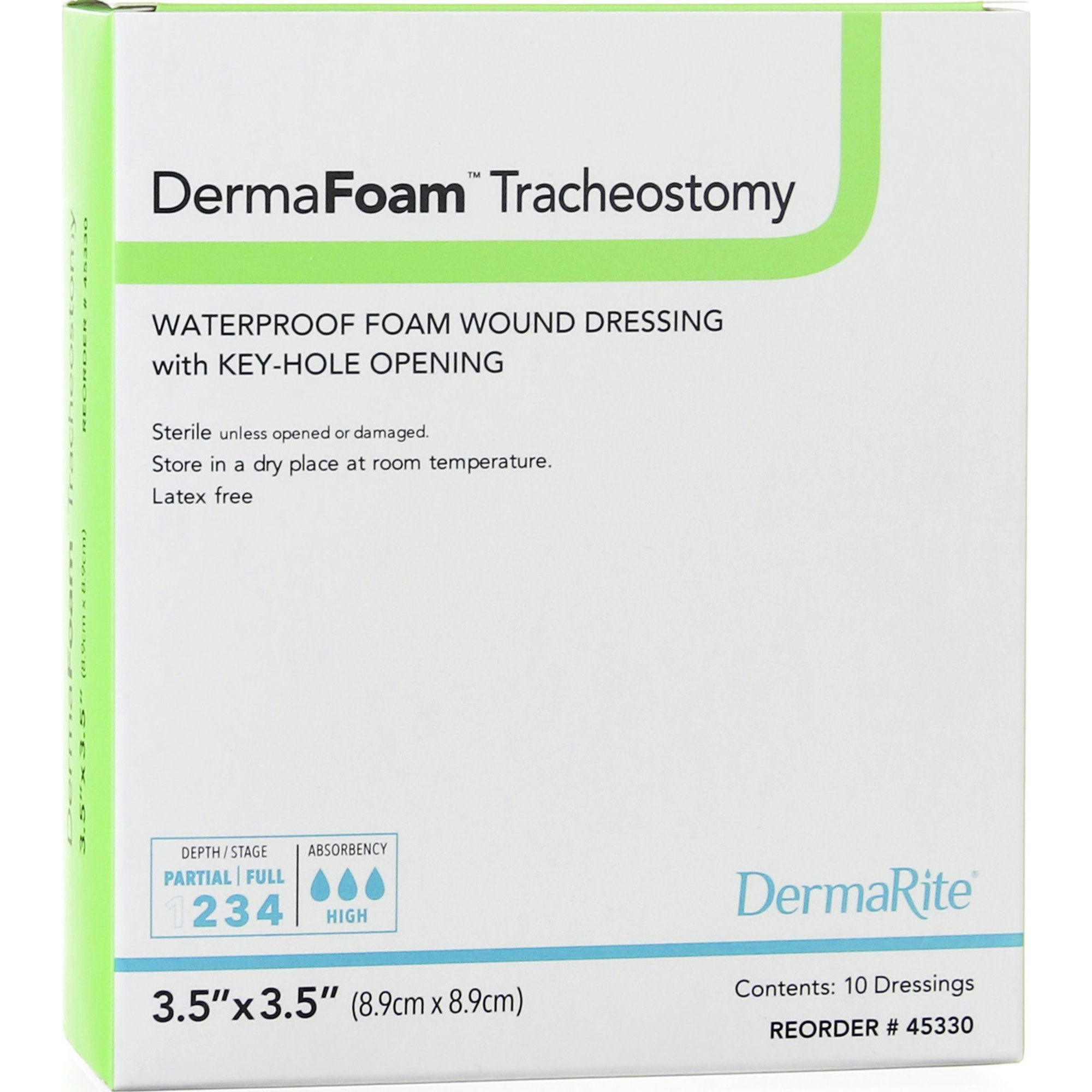 DermaRite DermaFoam Tracheostomy Waterproof Foam Wound Dressing with Key-Hole Opening