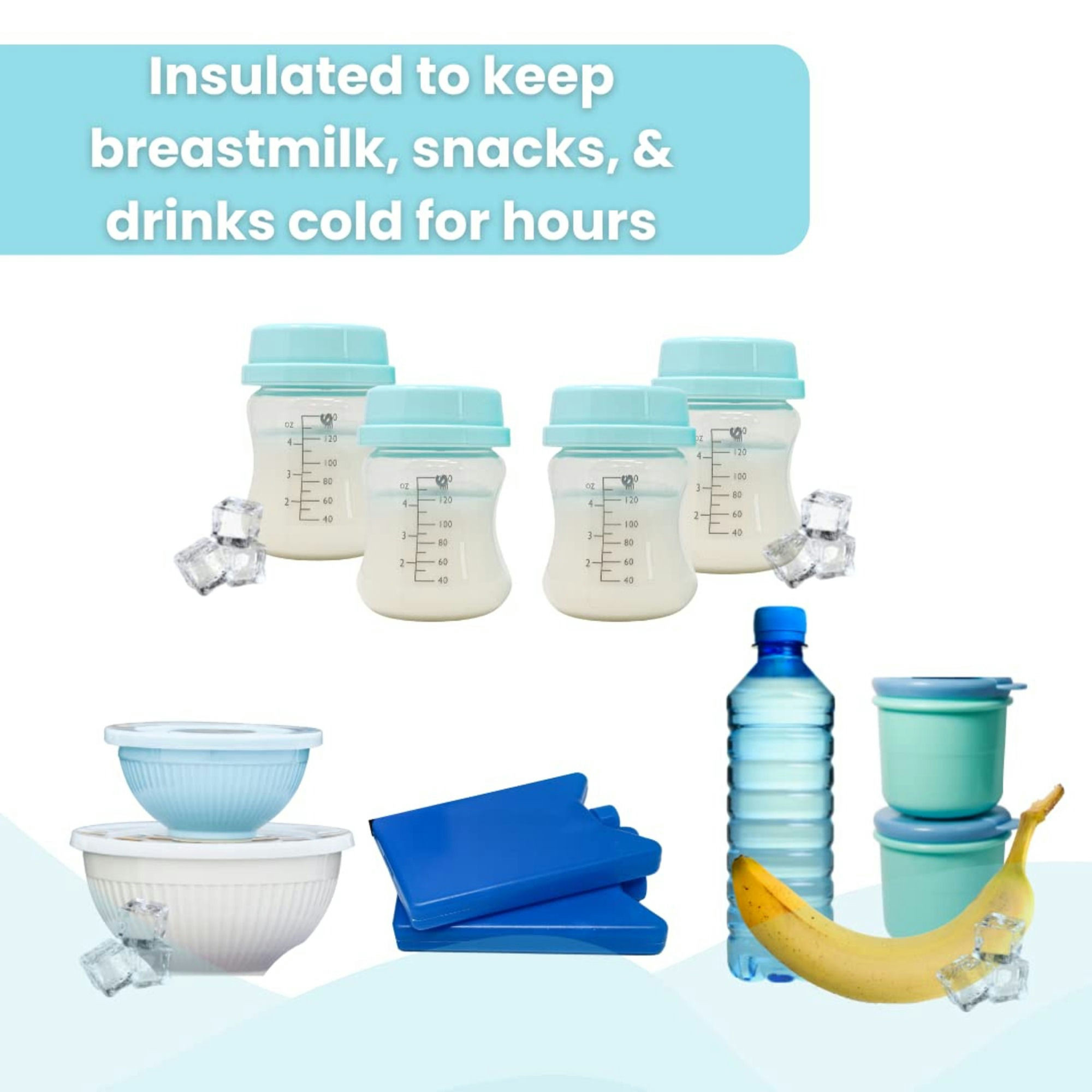 Zomee Cooler Bag with Four Wide Neck Bottles