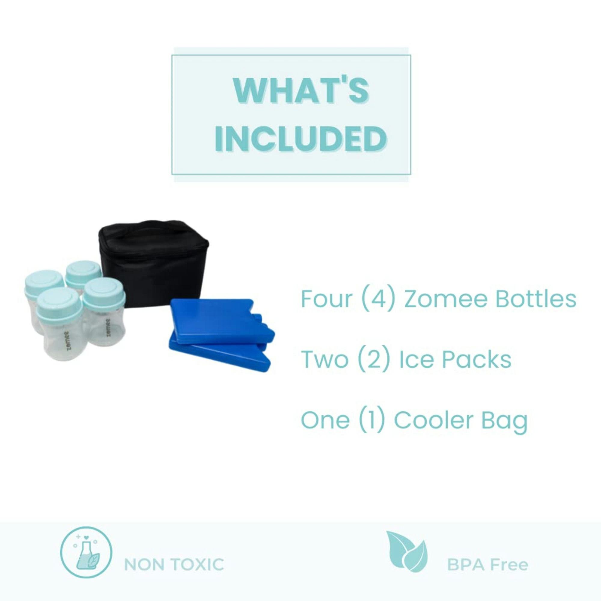 Zomee Cooler Bag with Four Wide Neck Bottles