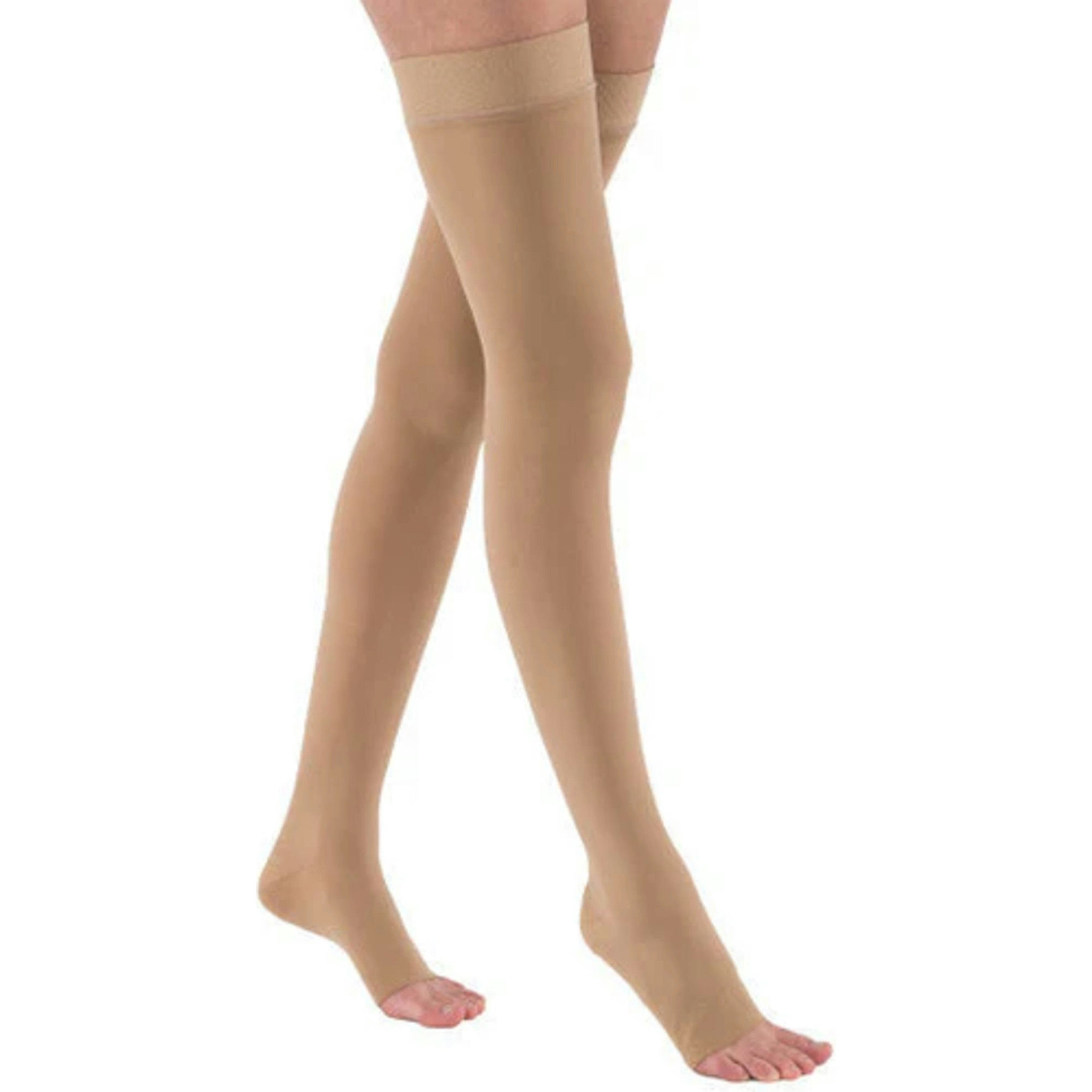 JOBST Relief Thigh High Open Toe Medical Compression Stockings with Silicone Band, 30-40 mmHg