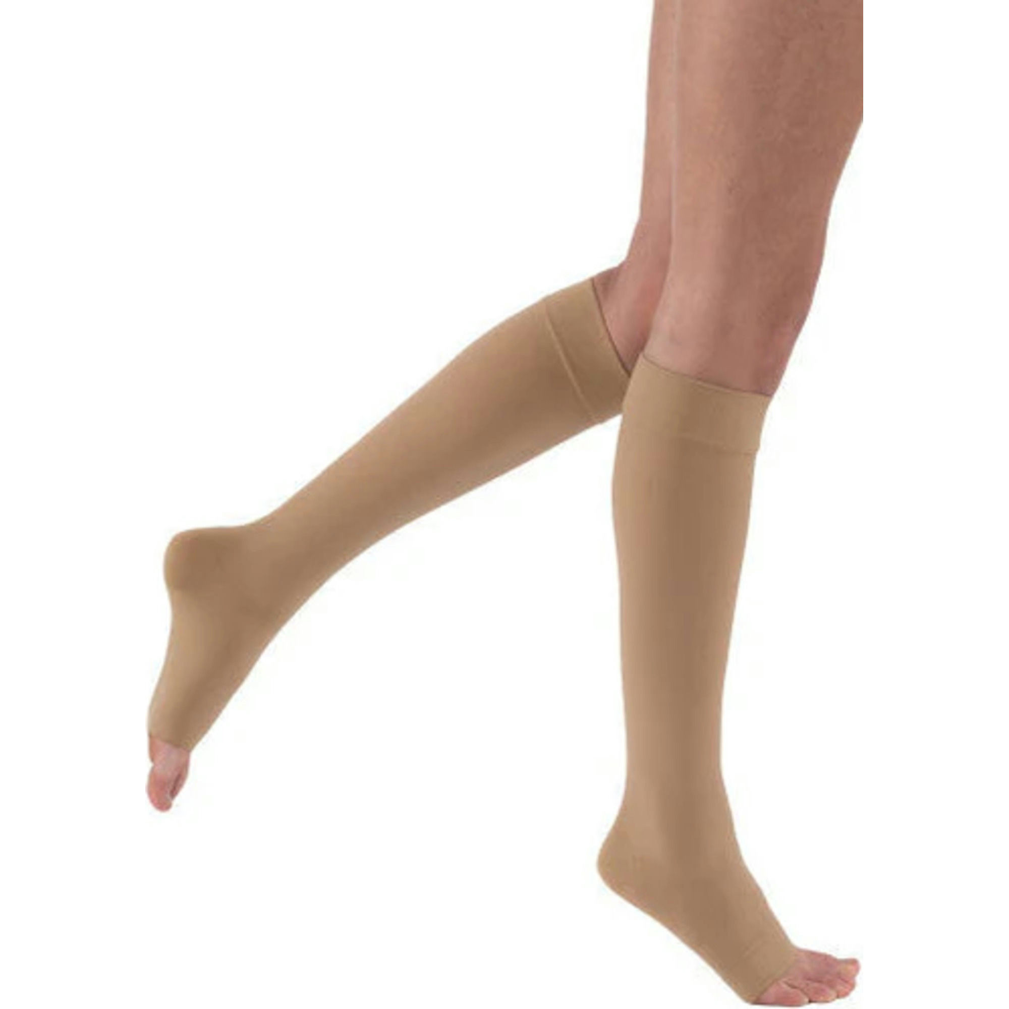 JOBST Relief Knee High Open Toe Medical Compression Stockings with Silicone Band, 30-40 mmHg