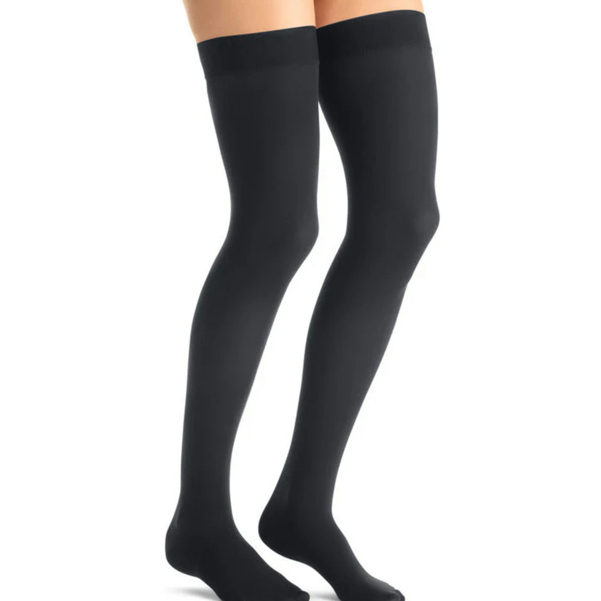 JOBST Opaque Thigh High Medical Compression Stockings with Silicone Dotted Band, 15-20 mmHg