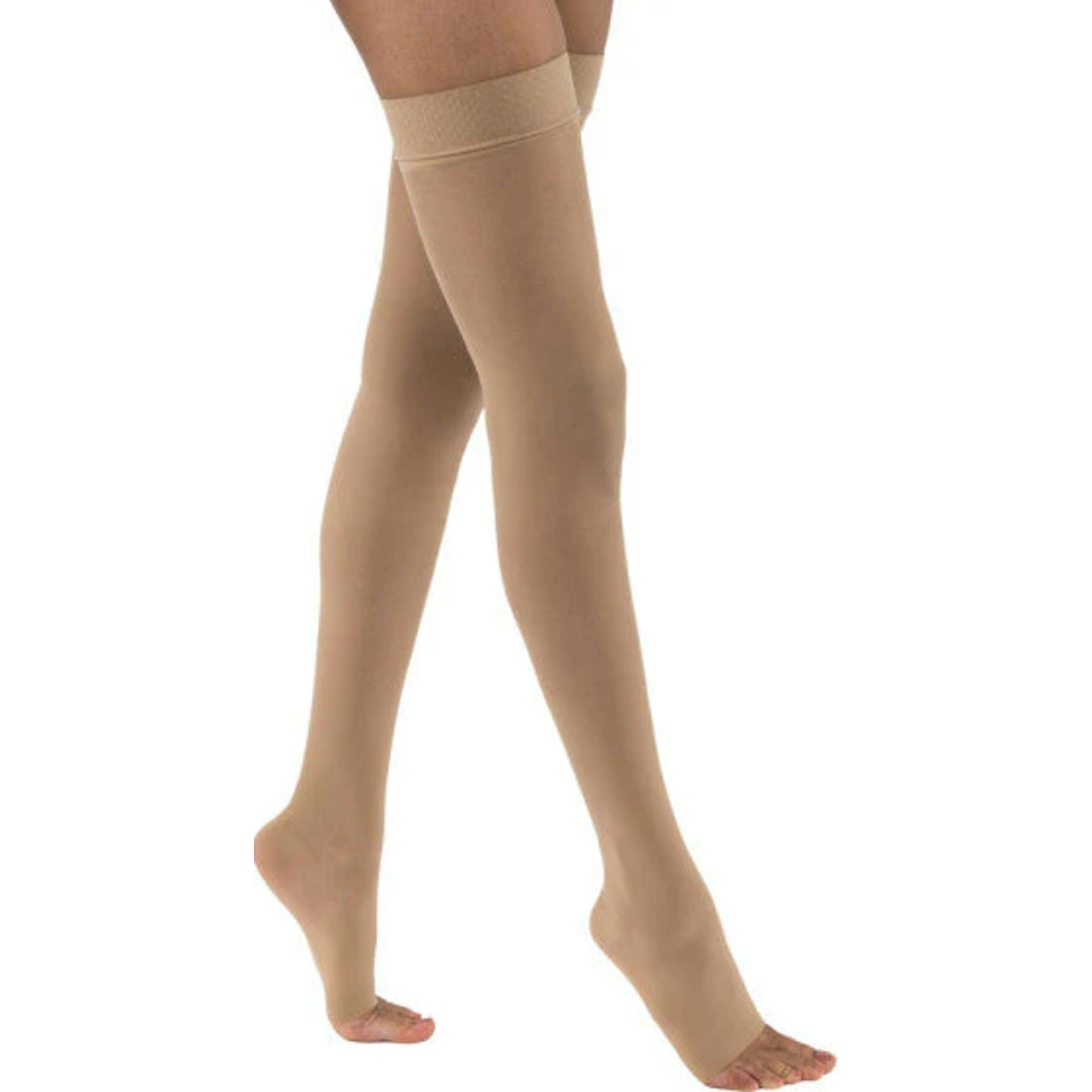 JOBST UltraSheer Thigh High Open Toe Medical Compression Stockings with Silicone Dot Band, 20-30 mmHg