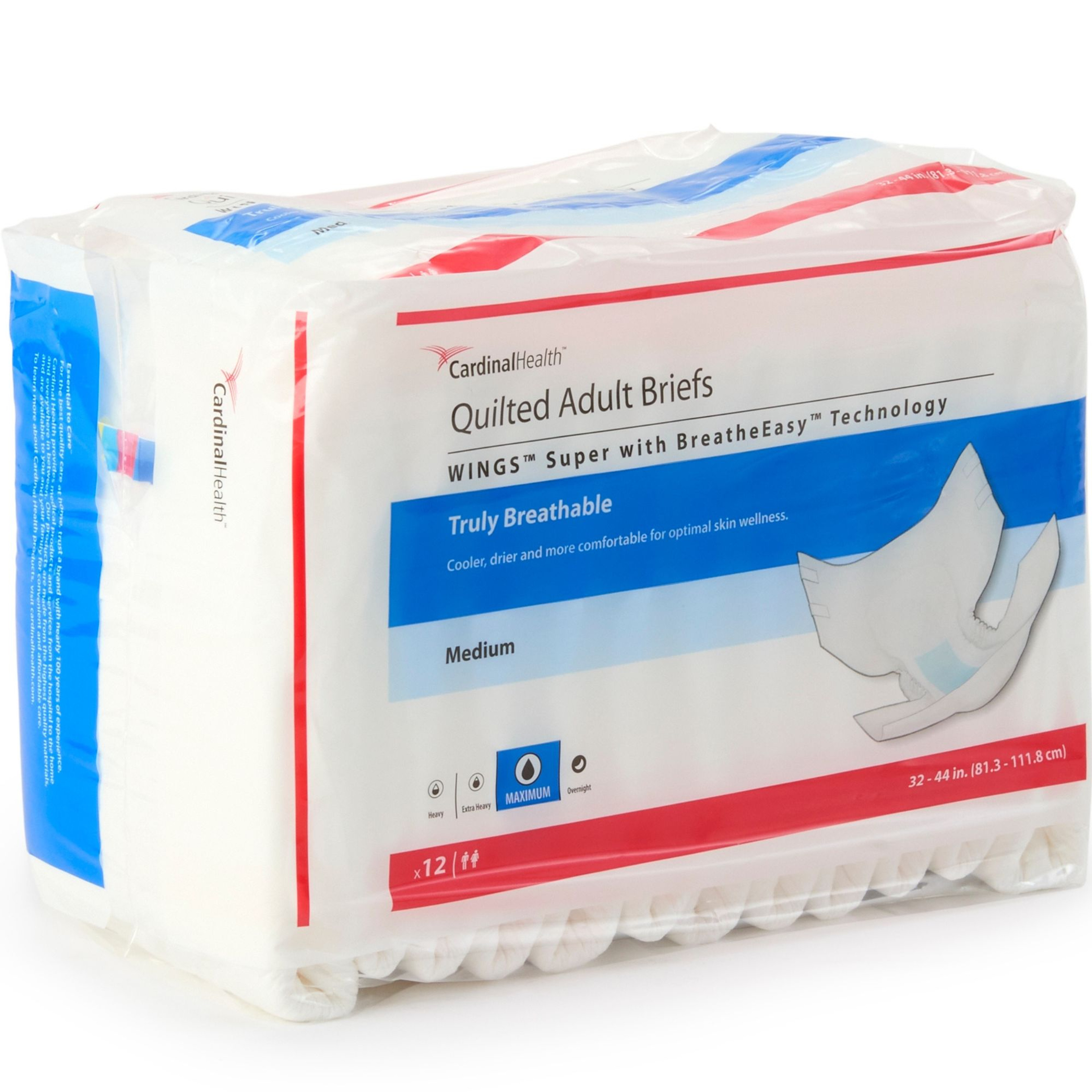Cardinal Wings Quilted Adult Diapers with Tabs, Super