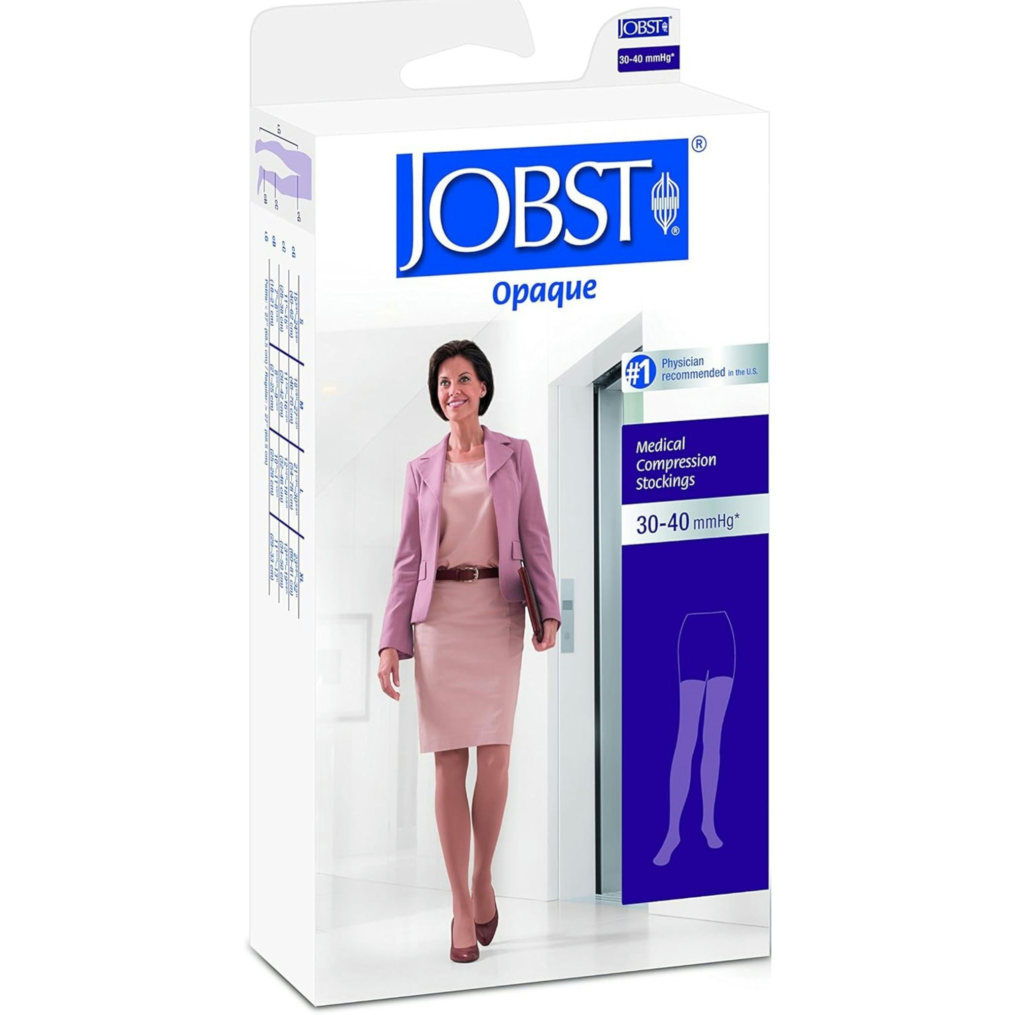 JOBST Opaque Women's Thigh High Open Toe Medical Compression Stockings, 30-40 mmHg