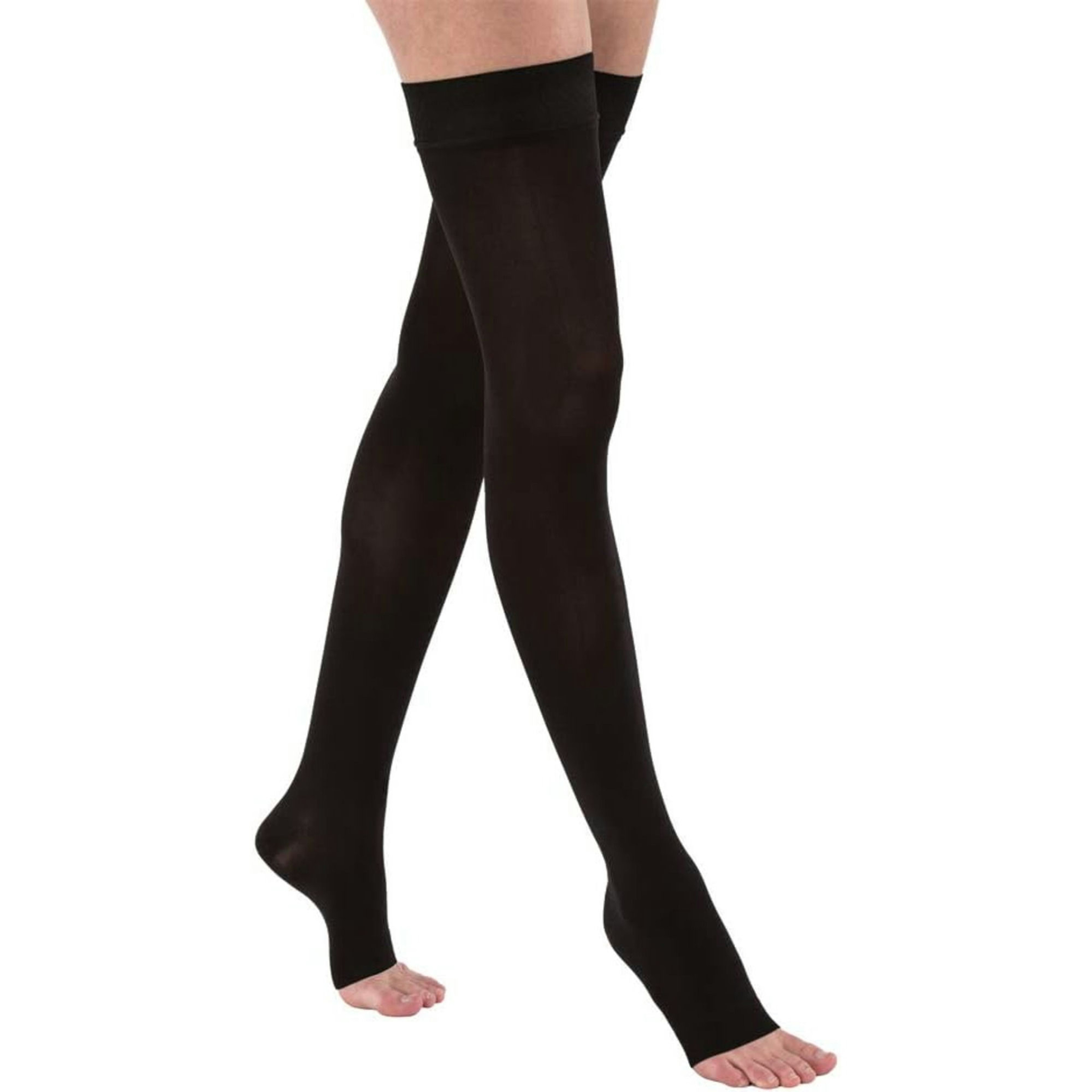 JOBST Opaque Women's Thigh High Open Toe Medical Compression Stockings, 30-40 mmHg