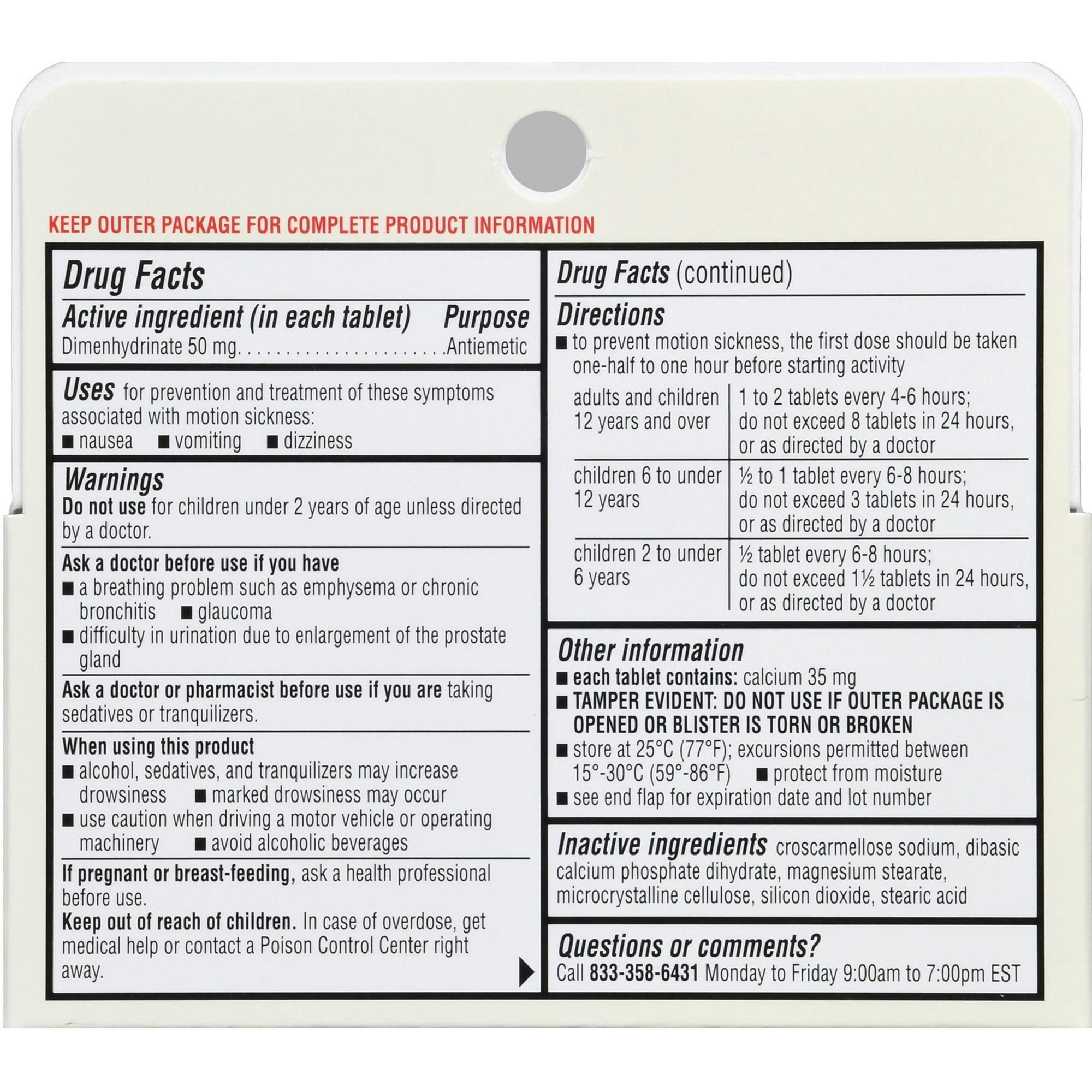 Foster & Thrive Motion Sickness Tablets, 50 mg