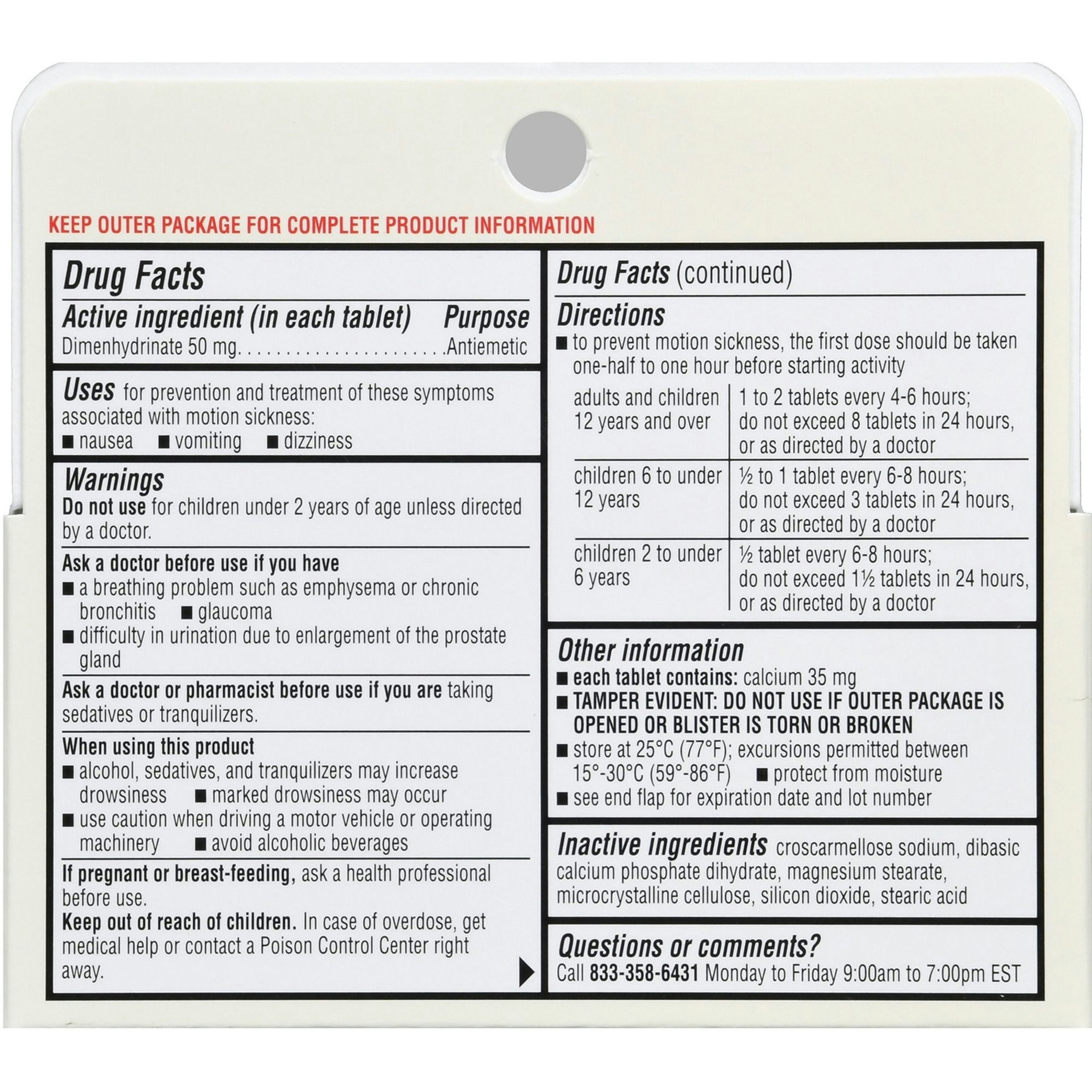 Foster & Thrive Motion Sickness Tablets, 50 mg