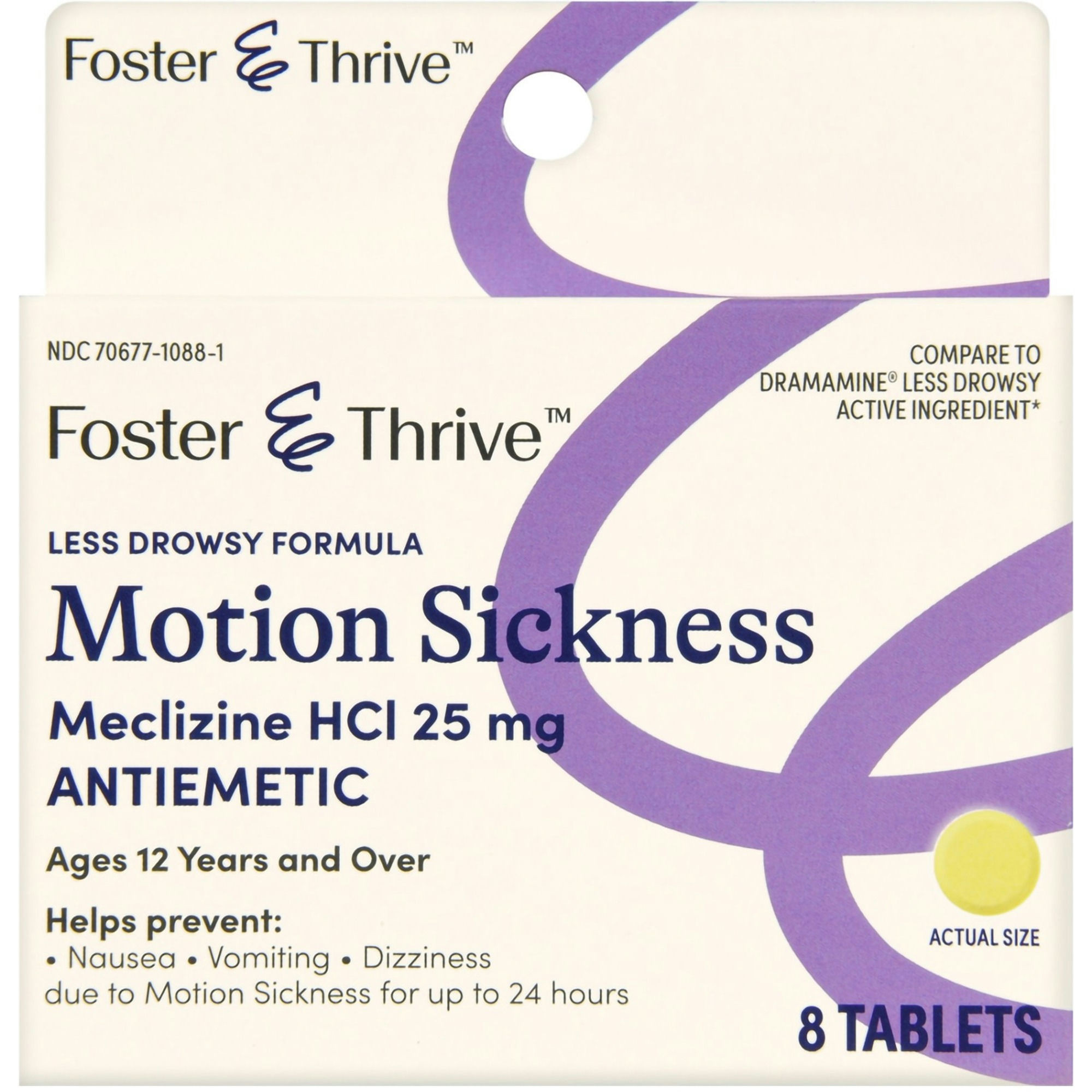 Foster & Thrive Motion Sickness Less Drowsy Formula Tablets, 25 mg