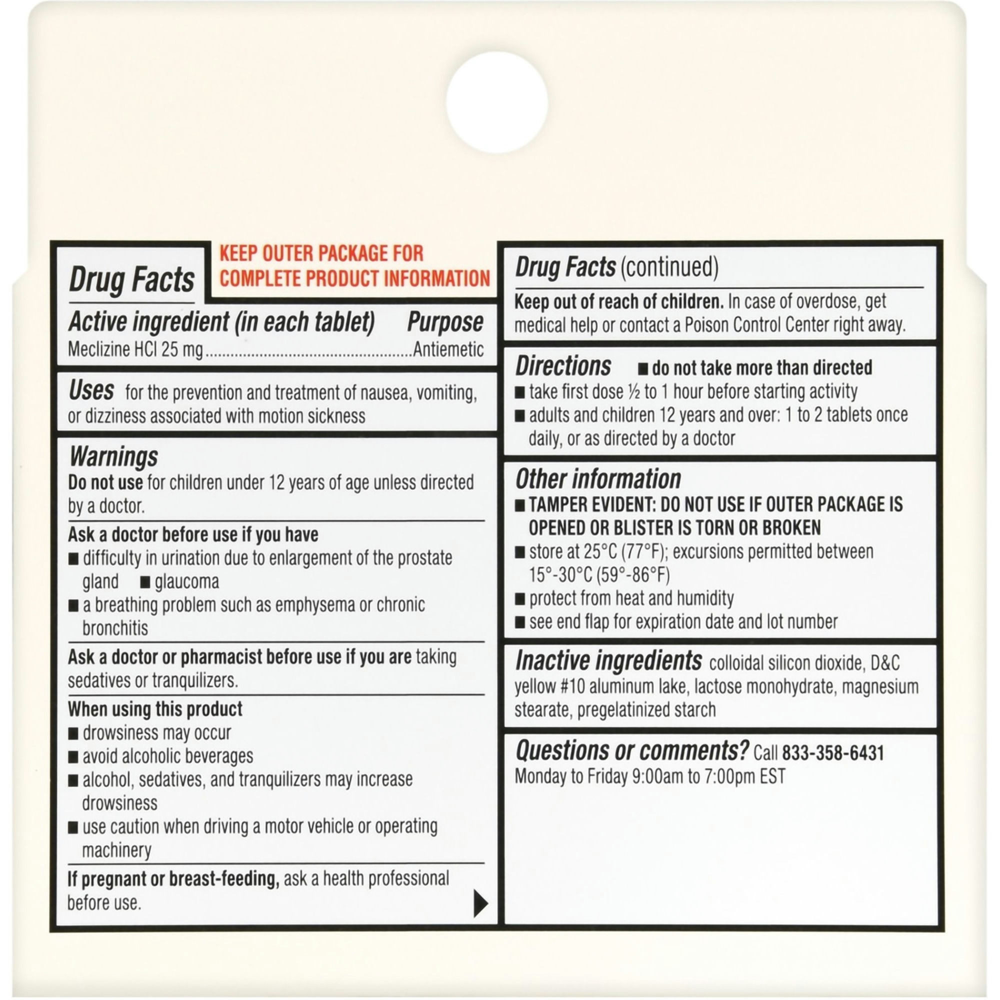 Foster & Thrive Motion Sickness Less Drowsy Formula Tablets, 25 mg