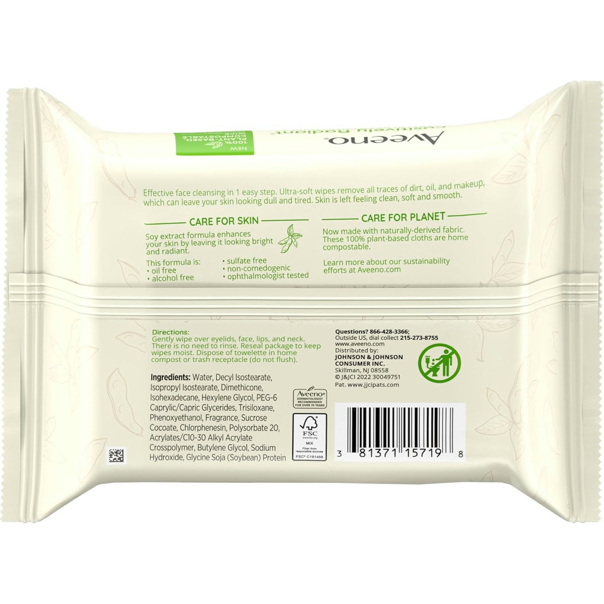 Aveeno Positively Radiant Makeup Removing Face Wipes