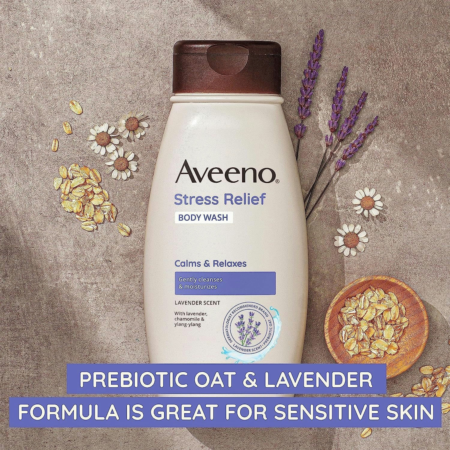 Aveeno Stress Relief Oat Body Wash with Lavender Scent
